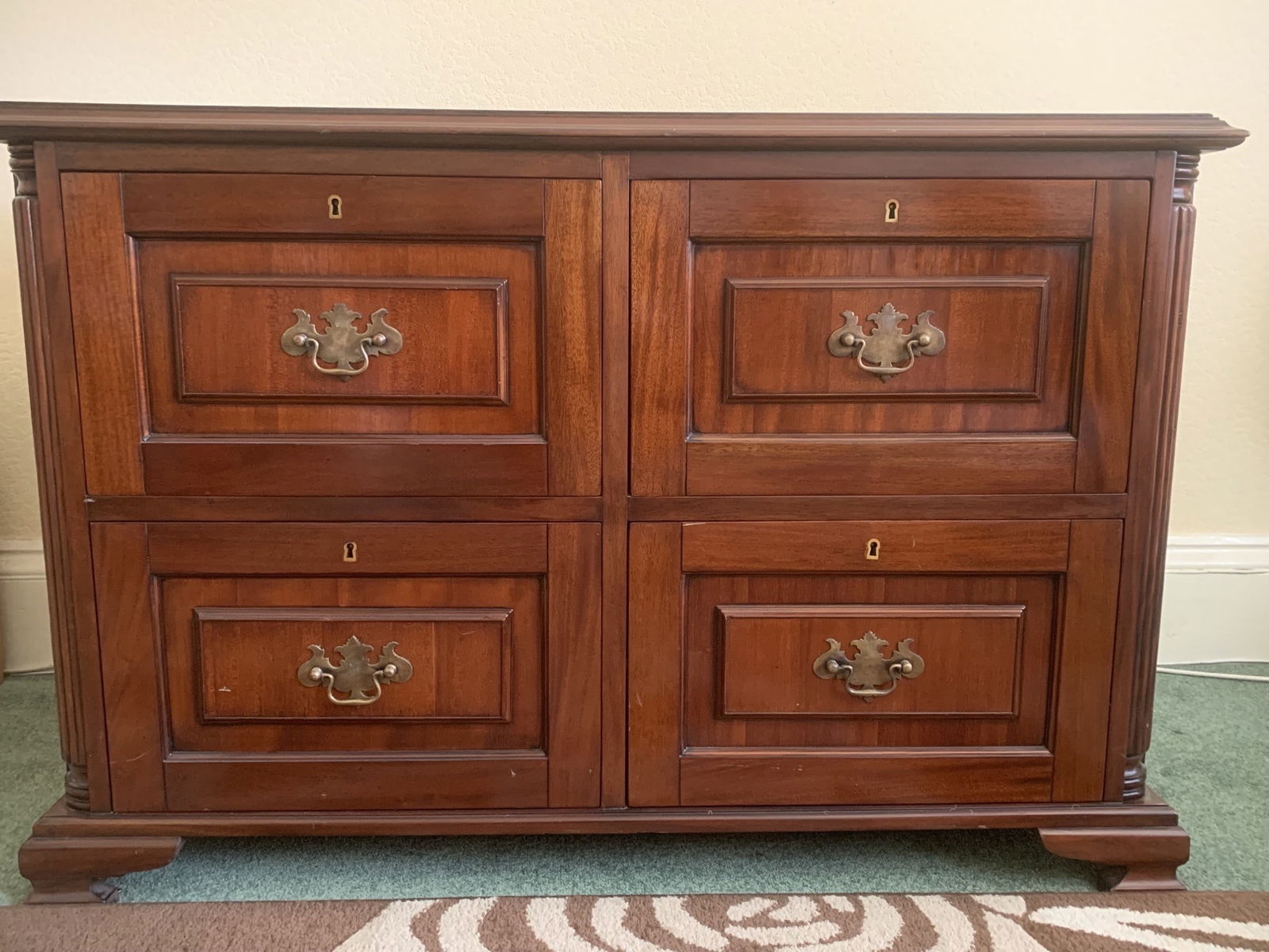 Italian Mahogany Filing Cabinet with Tooled Leather Slides (1 of 5)