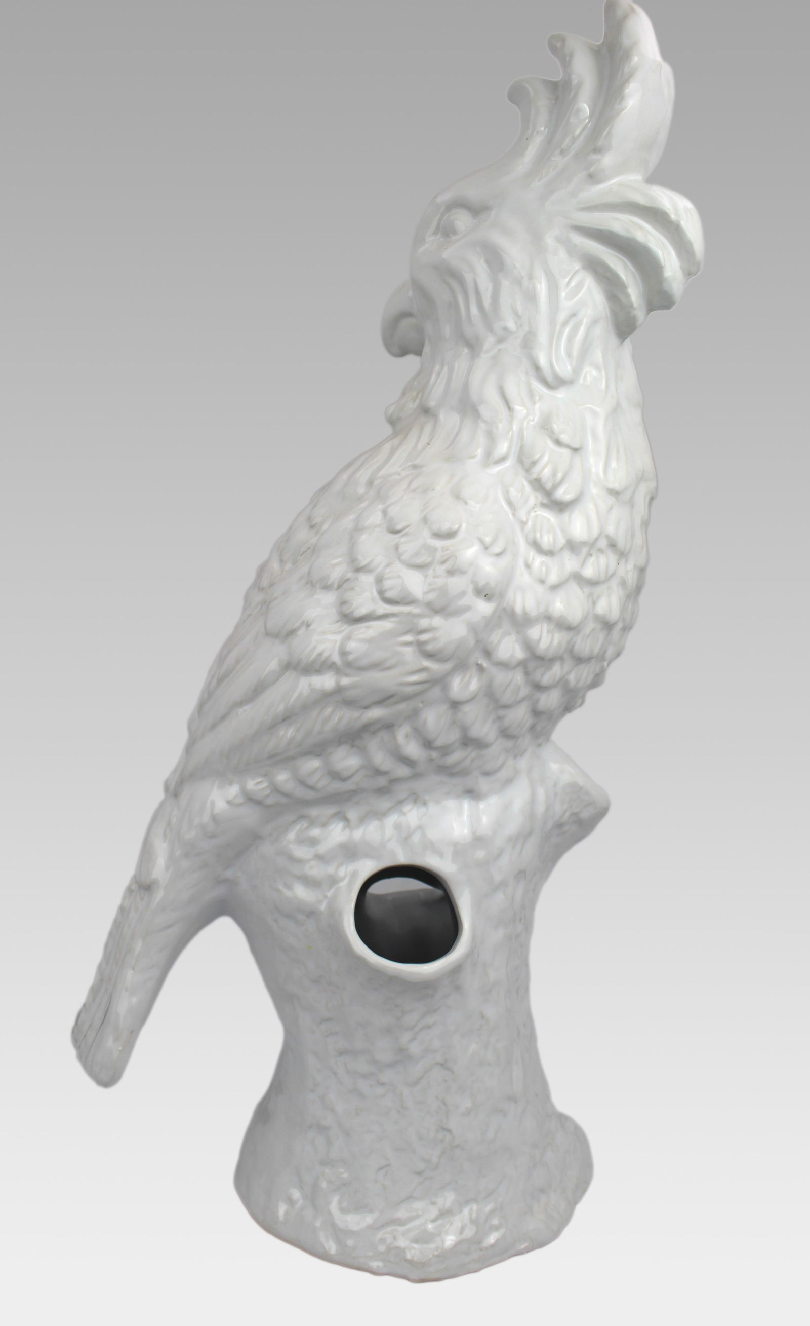 Large White Glazed Ceramic Parrot Sculpture - 7