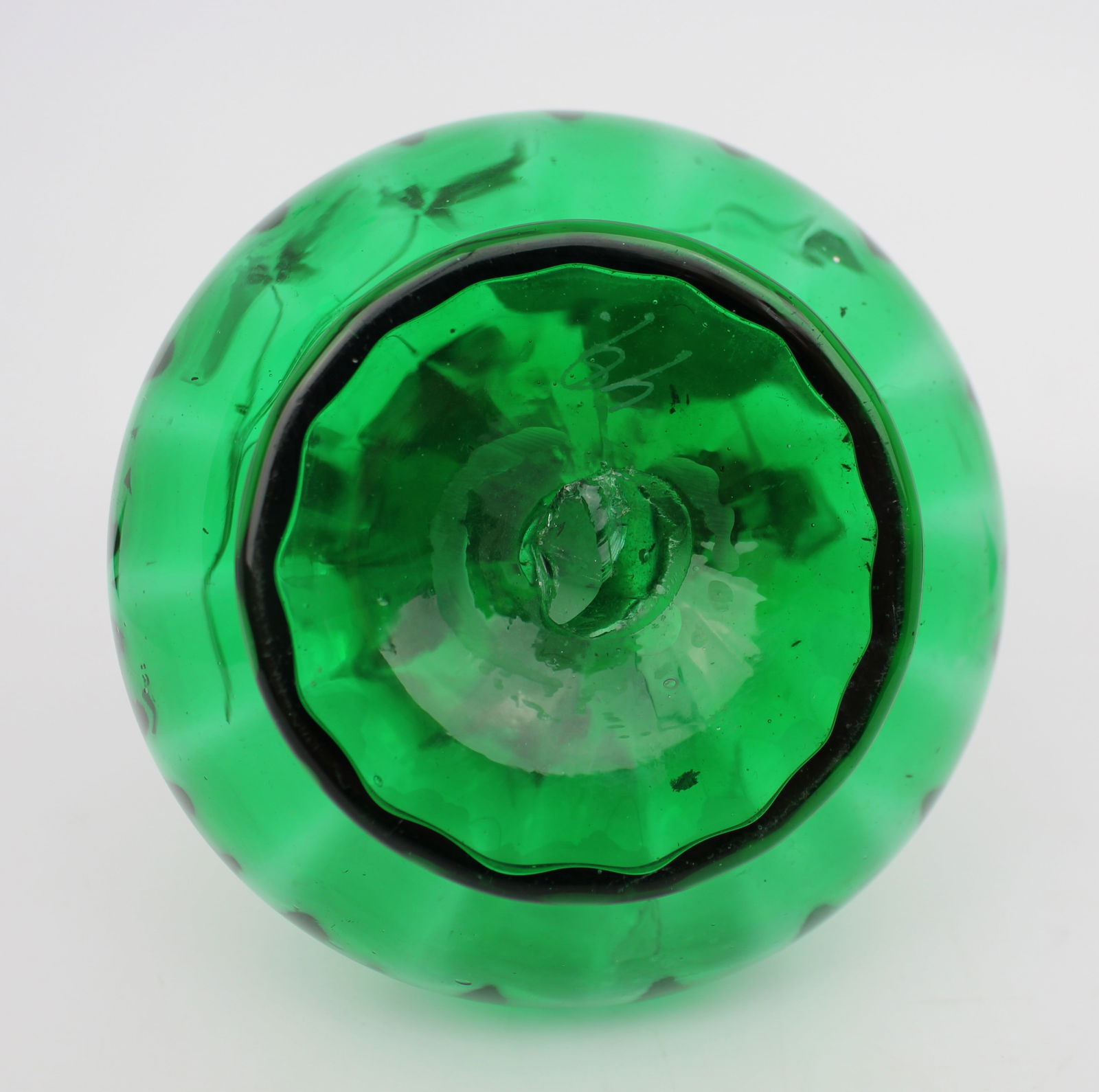 Antique Victorian Hand-Painted Emerald Green Glass Claret Jug - 6