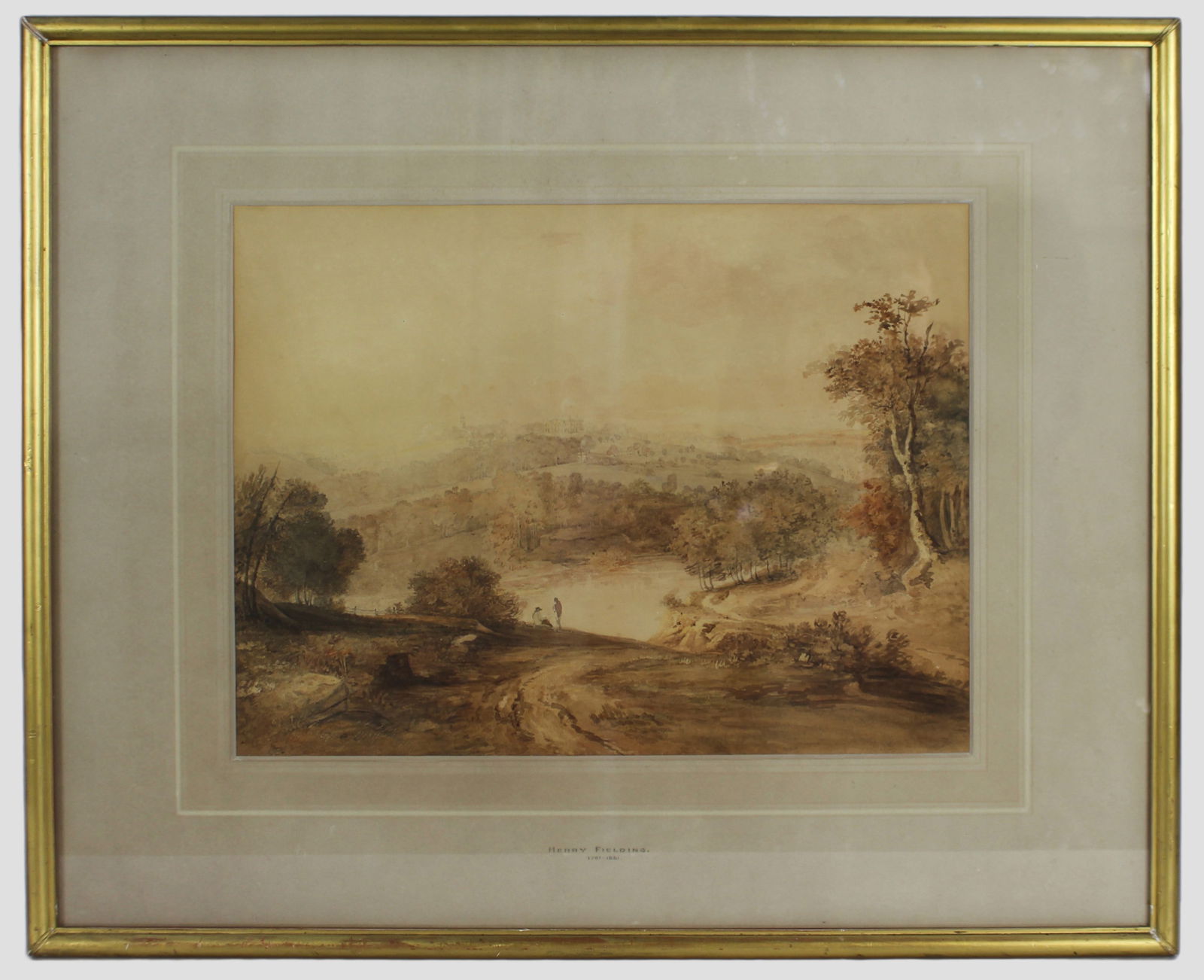 Sepia Landscape Watercolour by Henry Fielding (1781–1851) (1 of 4)