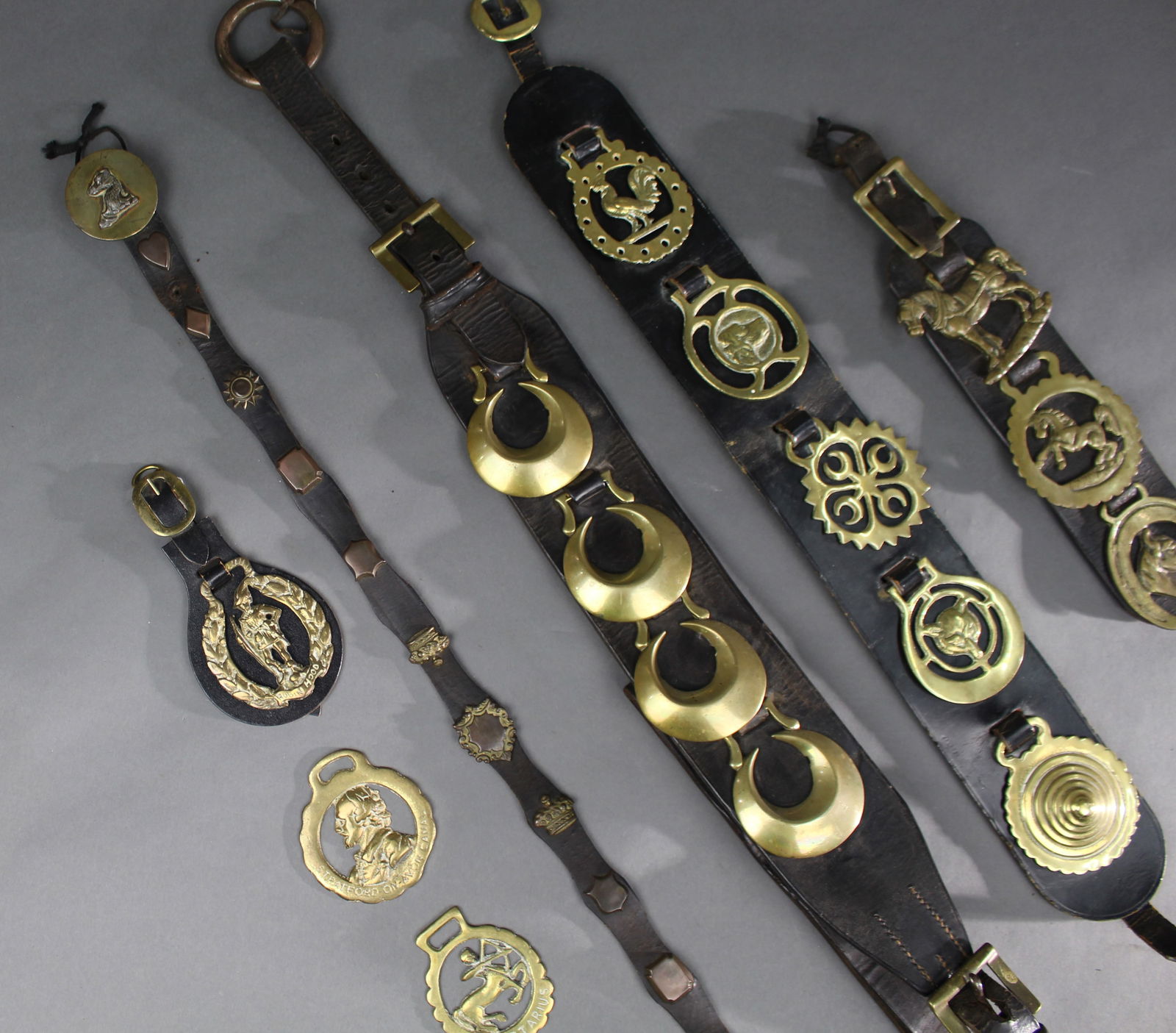 Collection of Antique & Vintage Horse Harnesses Brasses - 2