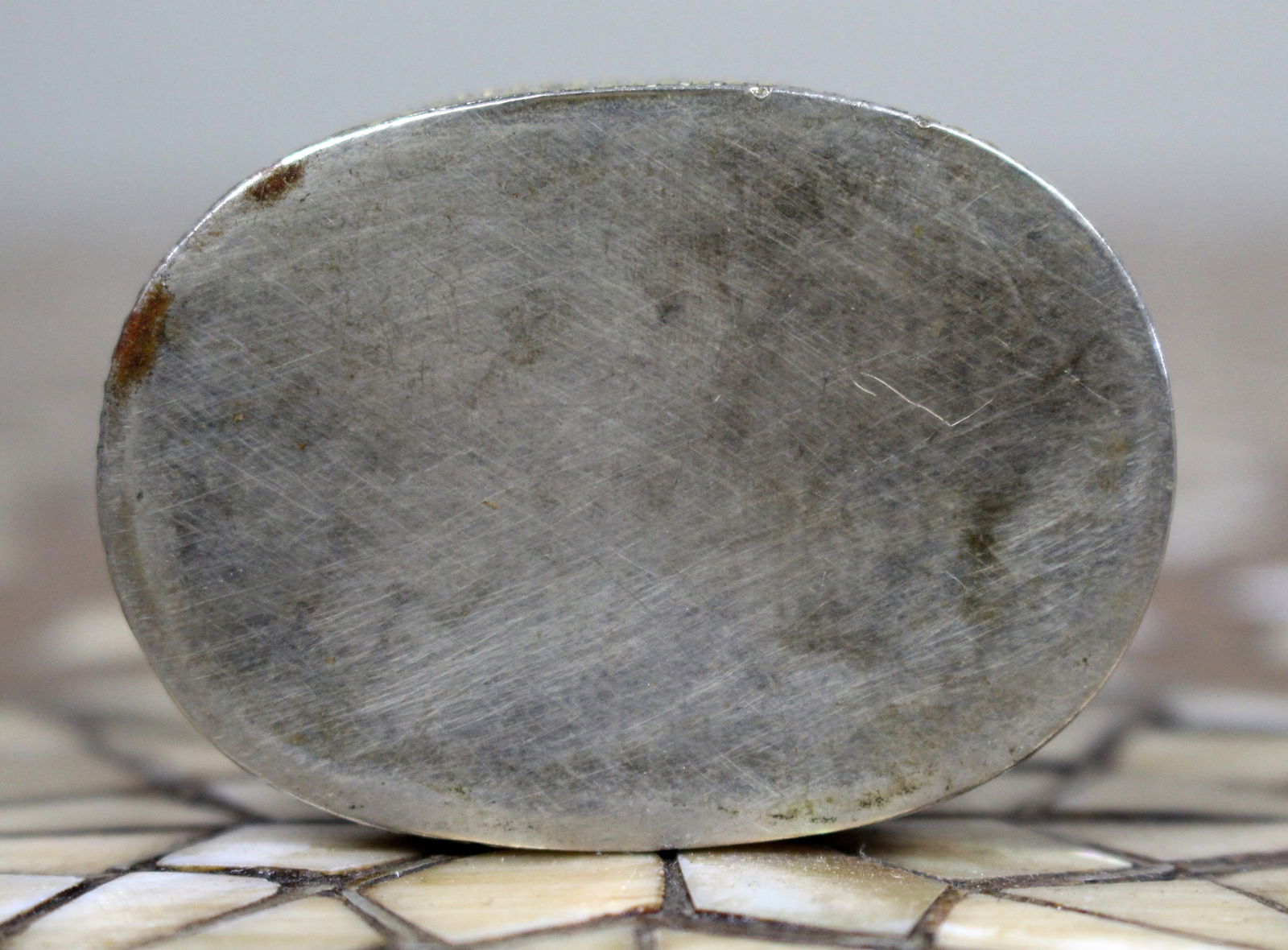 Antique Lapis Islamic Metal Kohl Snuff Box - 6