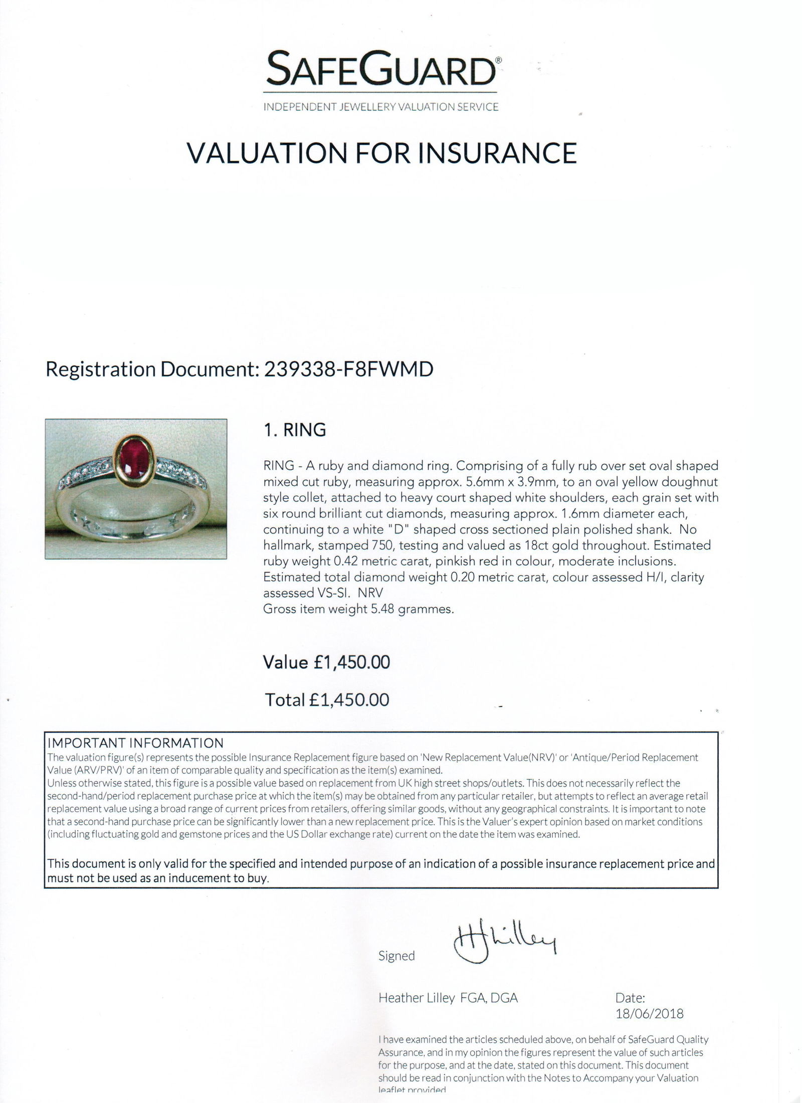 Vintage Ruby Diamond 18ct White Gold Ring - 5