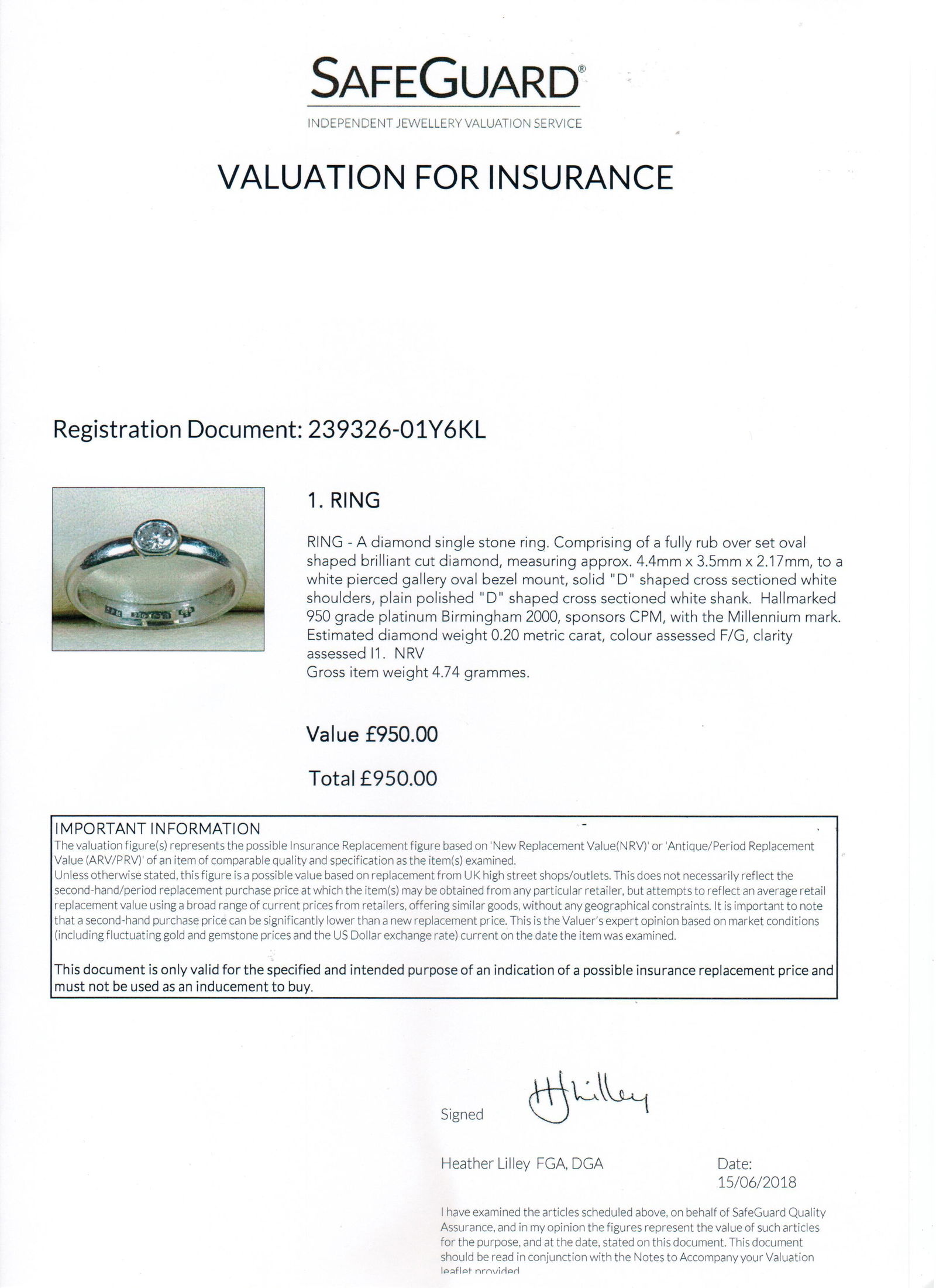 Vintage Oval Diamond Platinum Ring - 5