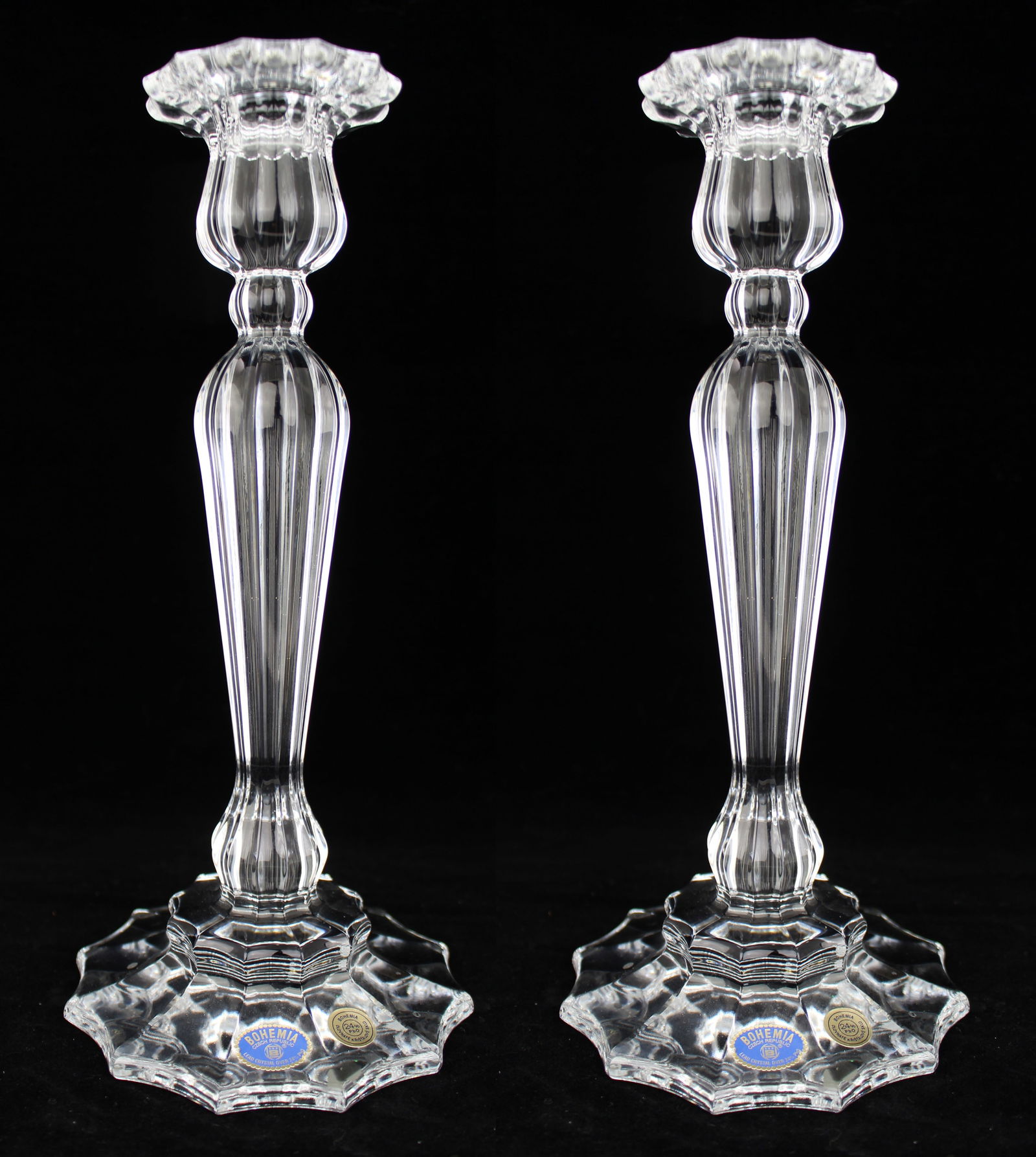 Fine Pair of Bohemia Lead Crystal Candlesticks (1 of 6)