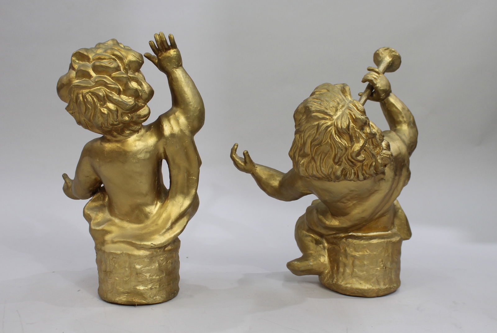 Pair of Gilt Painted Cherubs - 2