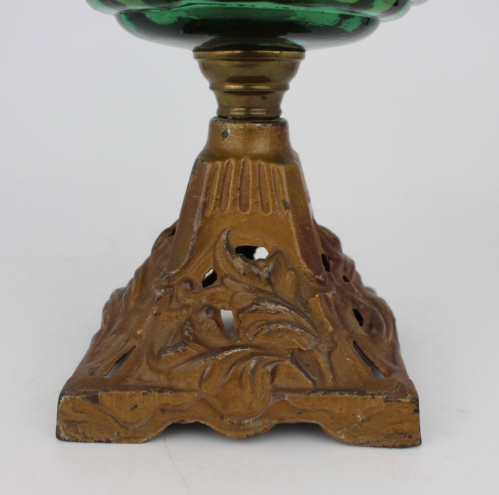 Antique Victorian Oil Lamp with Blue Glass Font - 14