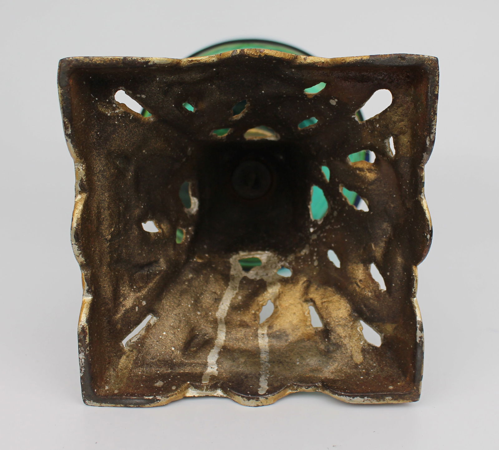 Antique Victorian Oil Lamp with Blue Glass Font - 15