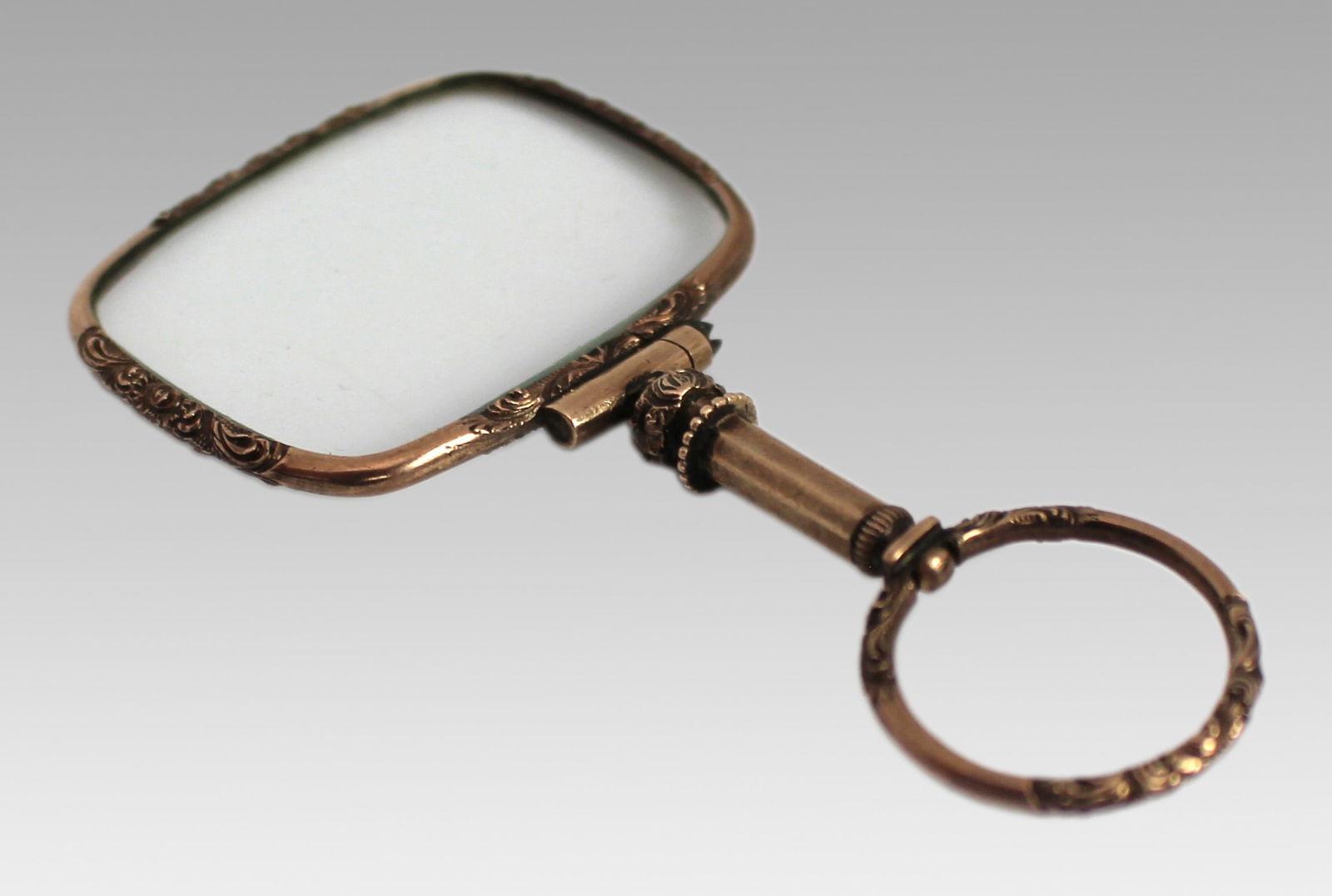Antique Victorian Gilt Chatelaine Magnifying Glass - 4