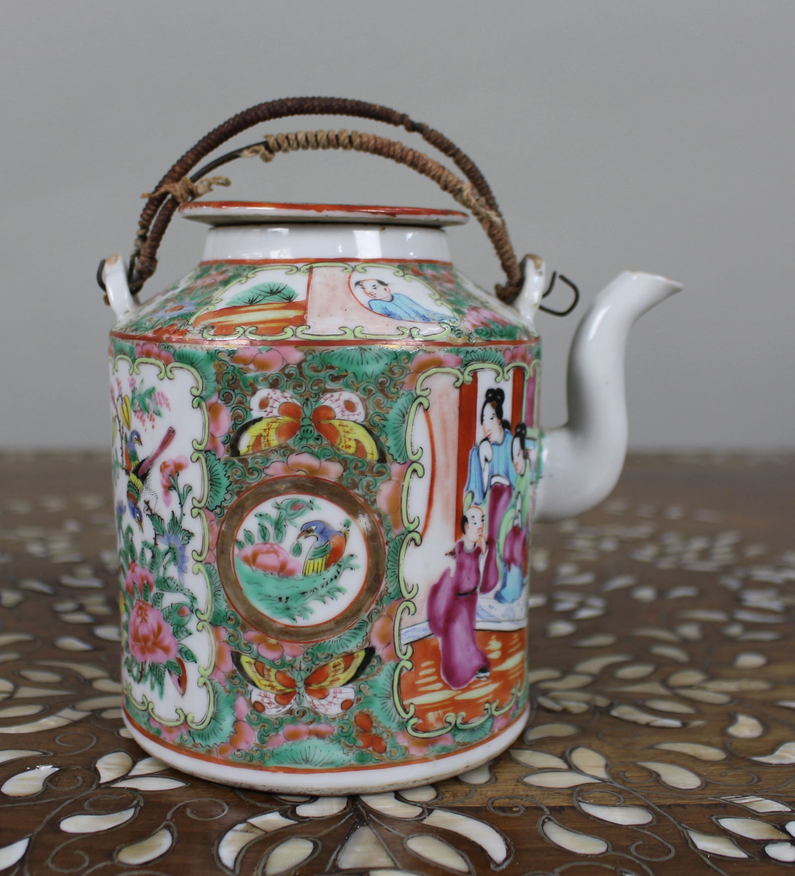 Antique Chinese Canton Famille Rose Teapot c.1880 - 18