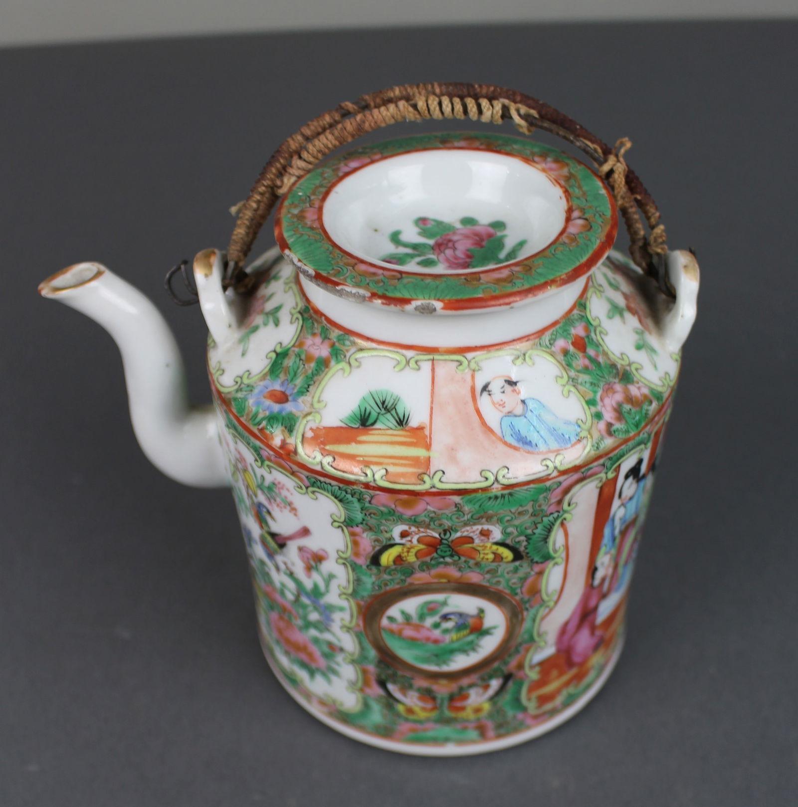 Antique Chinese Canton Famille Rose Teapot c.1880 - 2