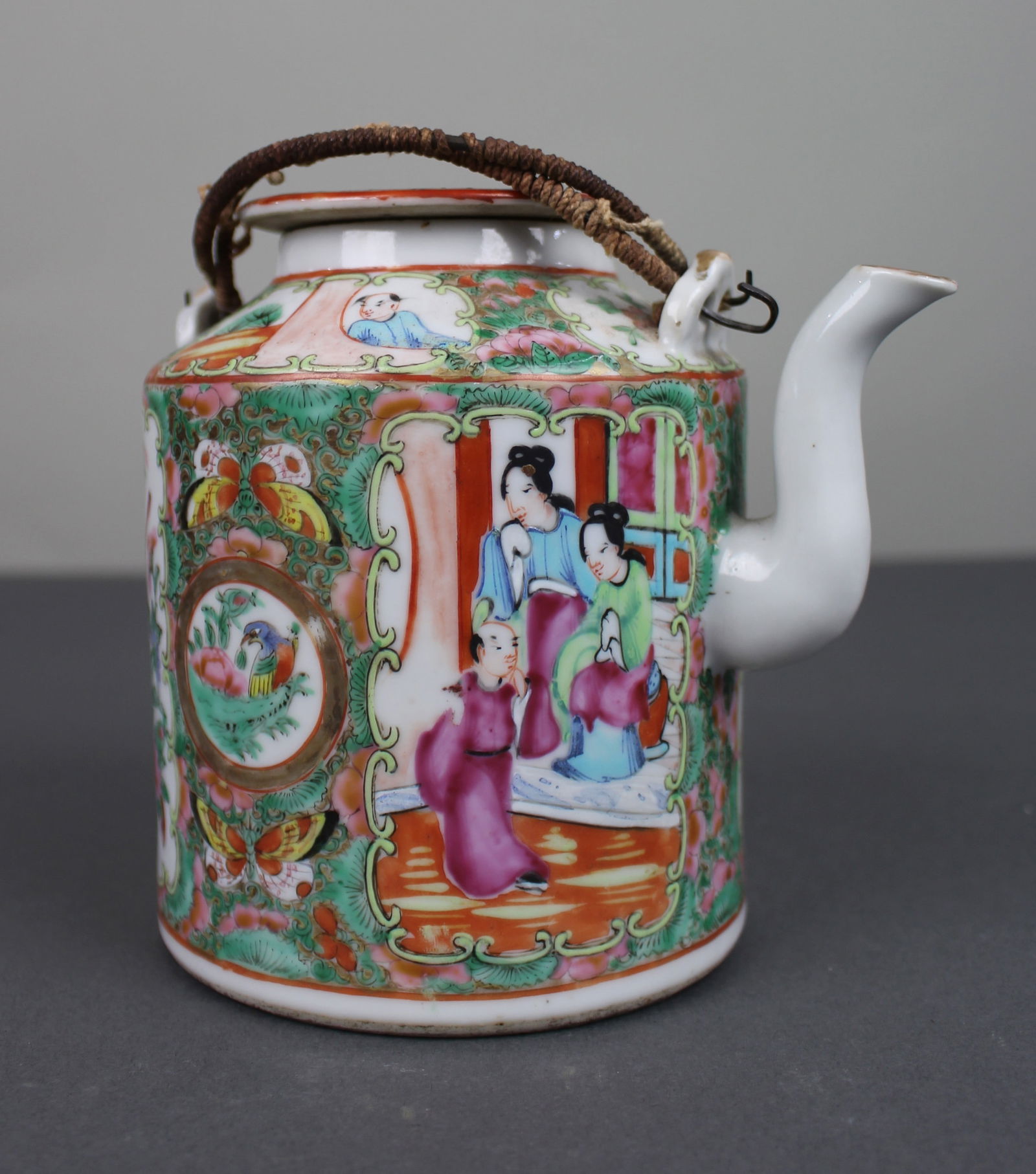 Antique Chinese Canton Famille Rose Teapot c.1880 - 3
