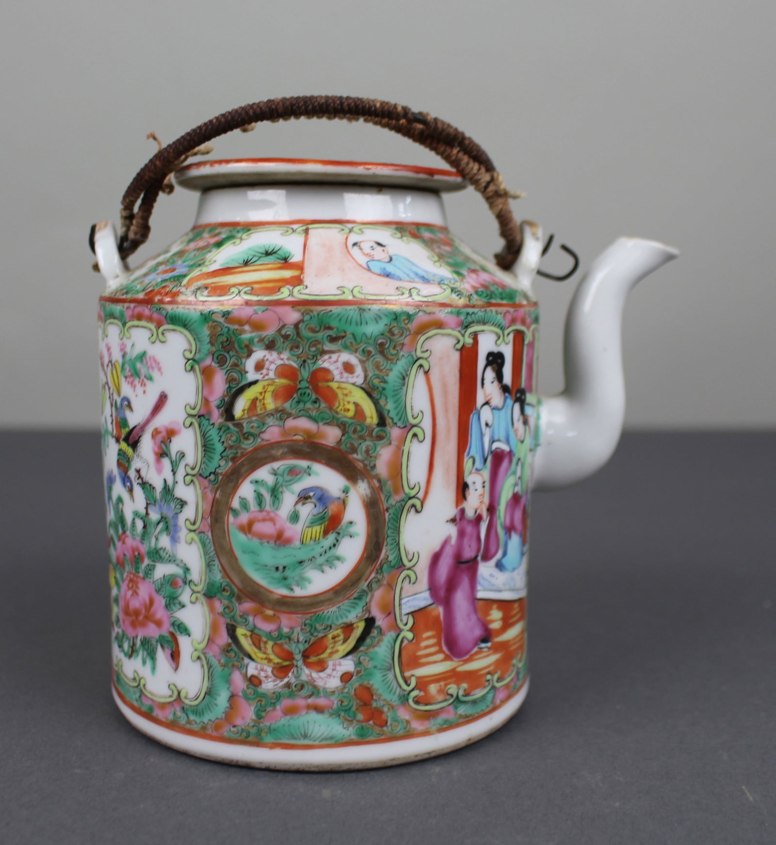 Antique Chinese Canton Famille Rose Teapot c.1880 - 4