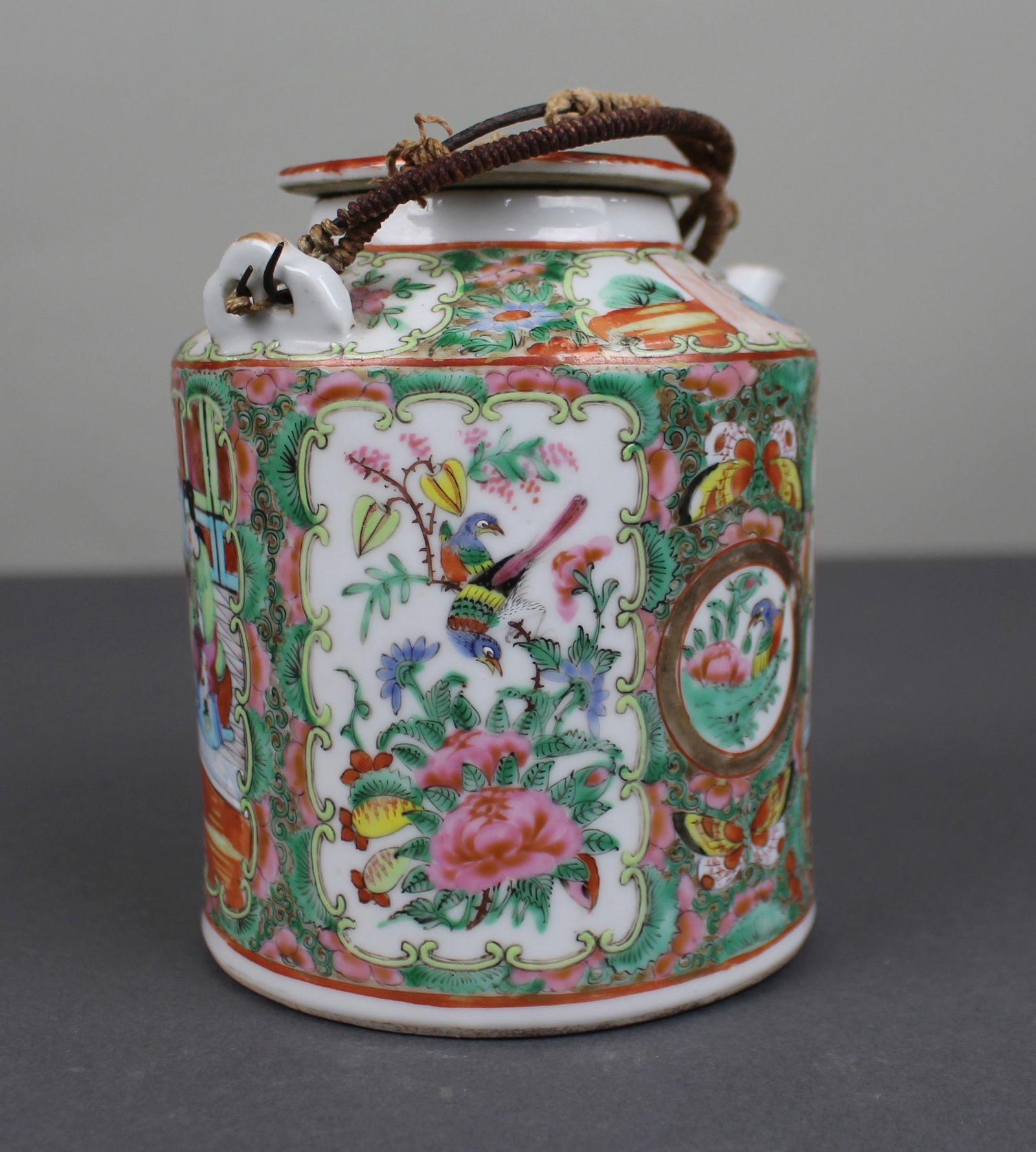 Antique Chinese Canton Famille Rose Teapot c.1880 - 5