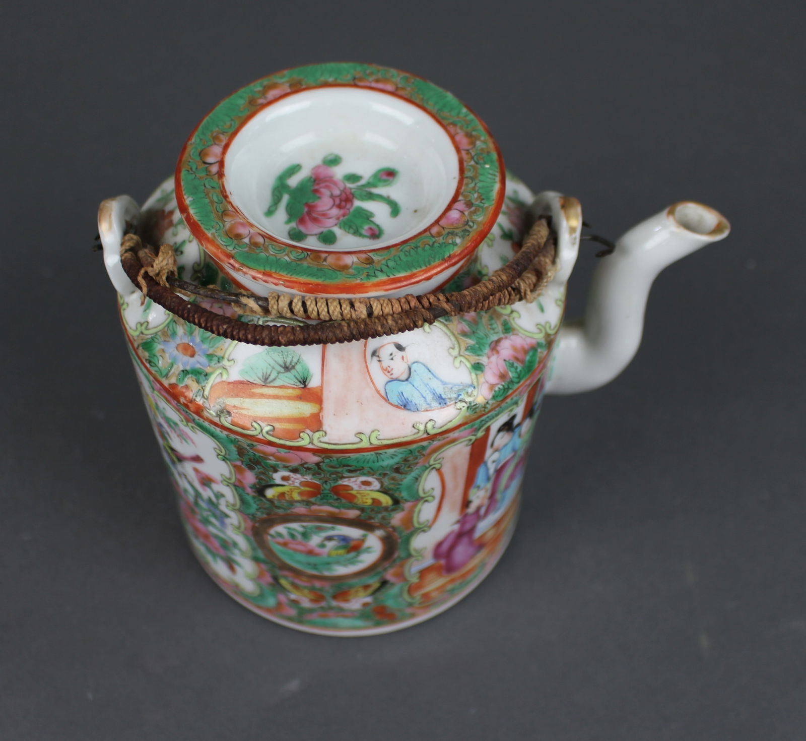 Antique Chinese Canton Famille Rose Teapot c.1880 - 6