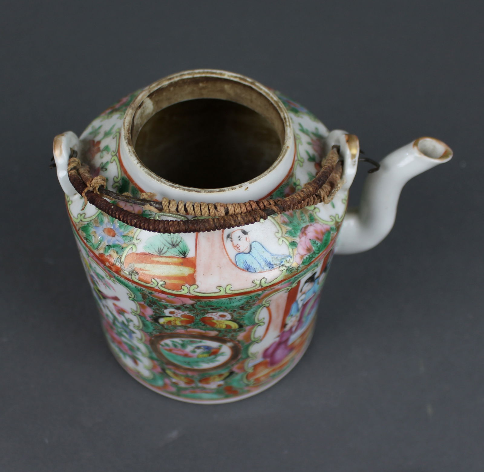 Antique Chinese Canton Famille Rose Teapot c.1880 - 7