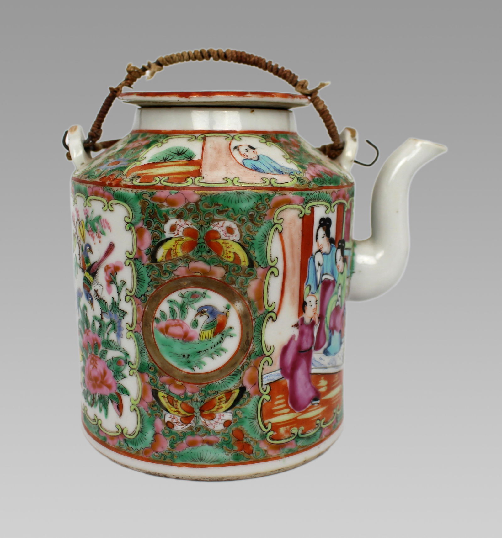 Antique Chinese Canton Famille Rose Teapot c.1880 - 9