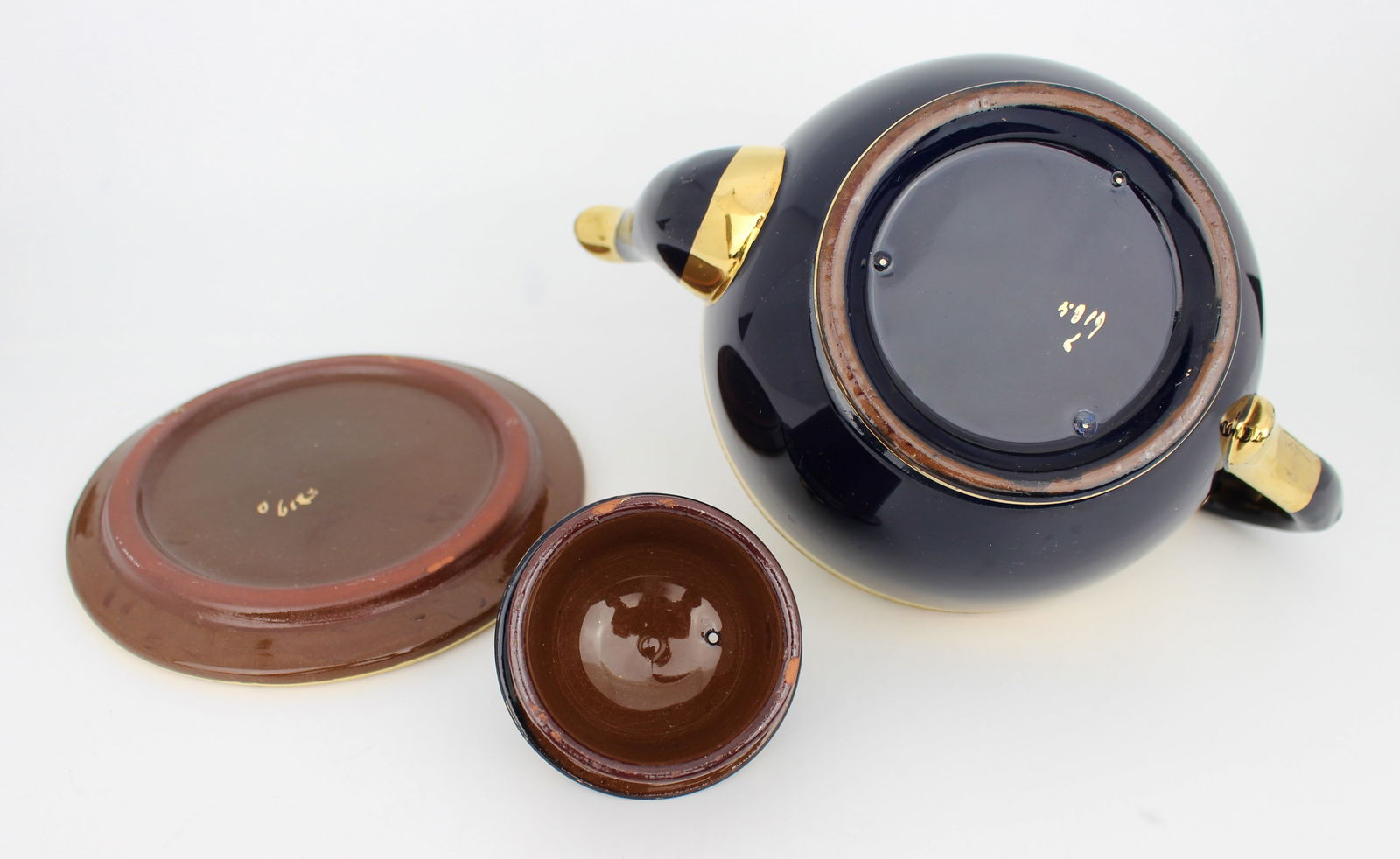 Decorative Lustre Terractotta Tea Pot on Stand - 5