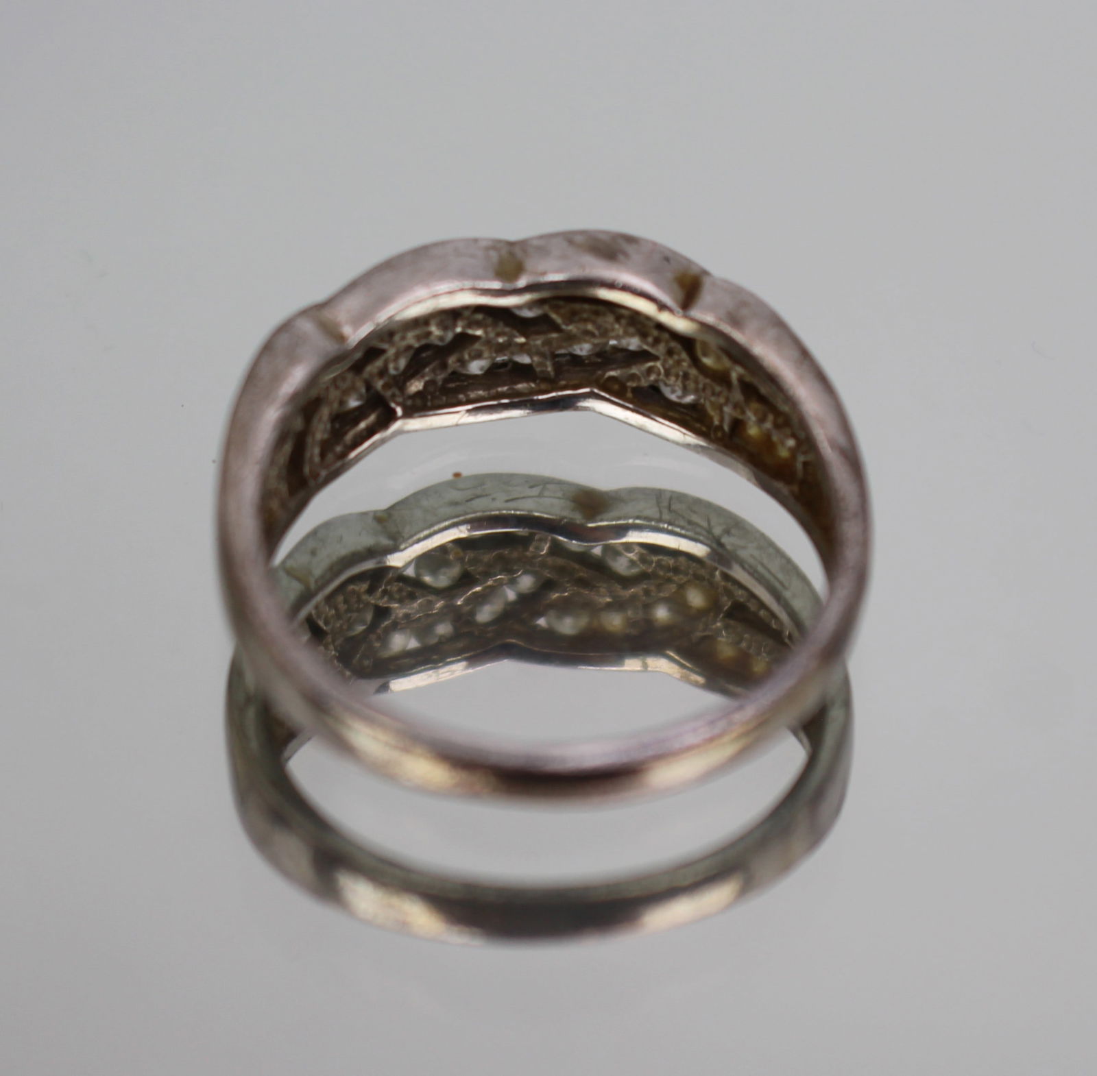 Vintage Silver Ring CZ - 4