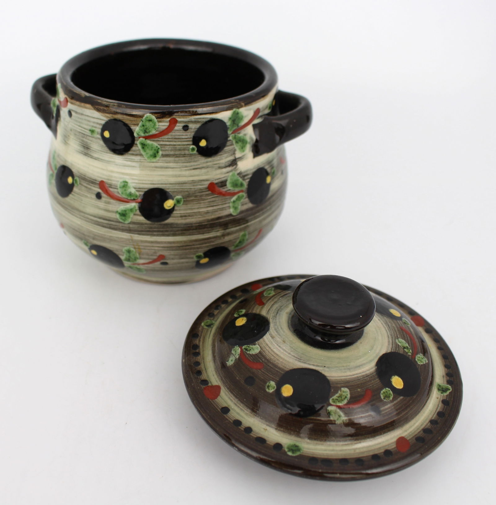 Decorative Lidded Two Handled Pot - 2