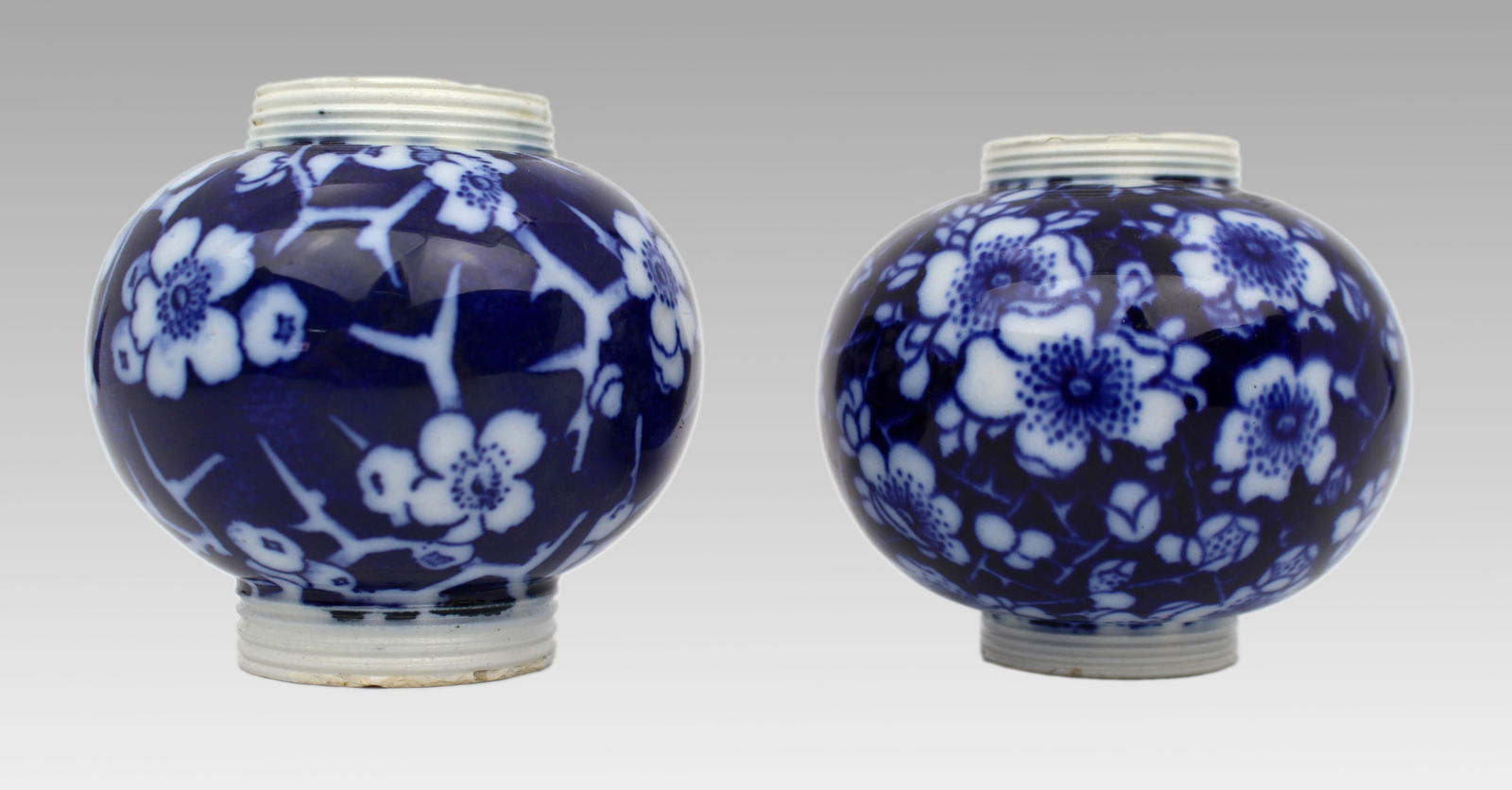 Pair of Royal Copenhagen Blue and White Porcelain Lamp Reservoirs: Title: Pair of Royal Copenhagen Blue and White Porcelain Lamp Reservoirs Description: Pair of Royal Copenhagen Blue and White Porcelain Lamp Reservoirs Condition: Used Delivery option: