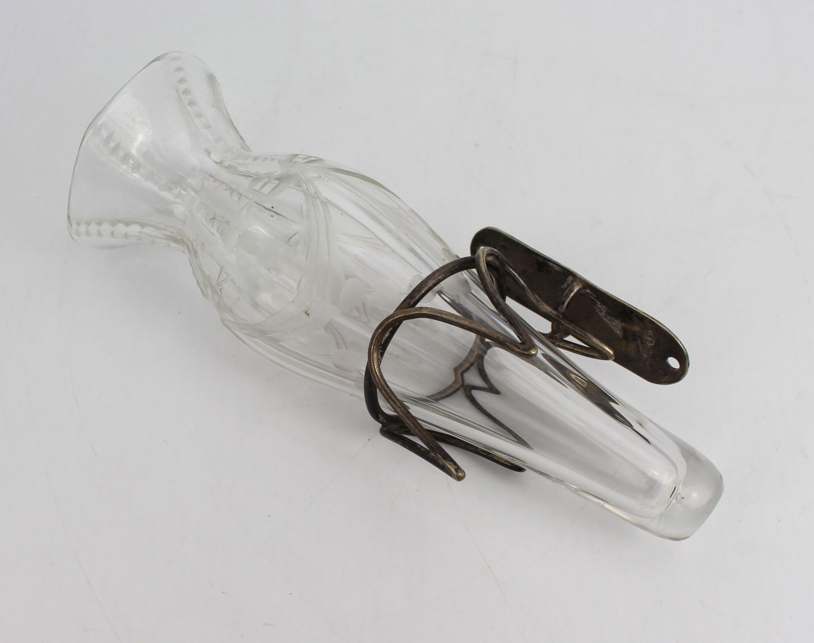 Antique Crystal Flower Posy with Sconce: Title: Antique Crystal Flower Posy with Sconce Description: Early 20th Century Cut Glass Posy Vase with Wall Mount A fine quality cut glass posy vase, complete with its original silver-plated