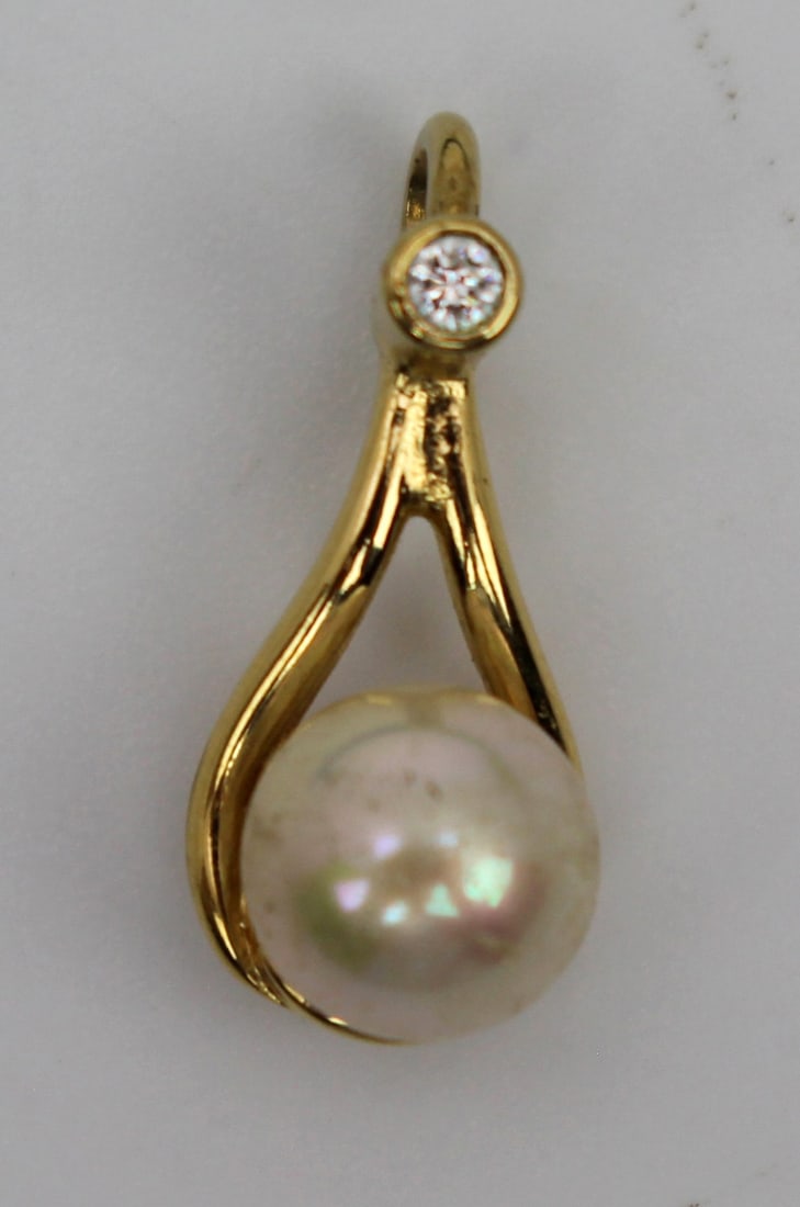 Silver Gilt Pearl Pendant - 3