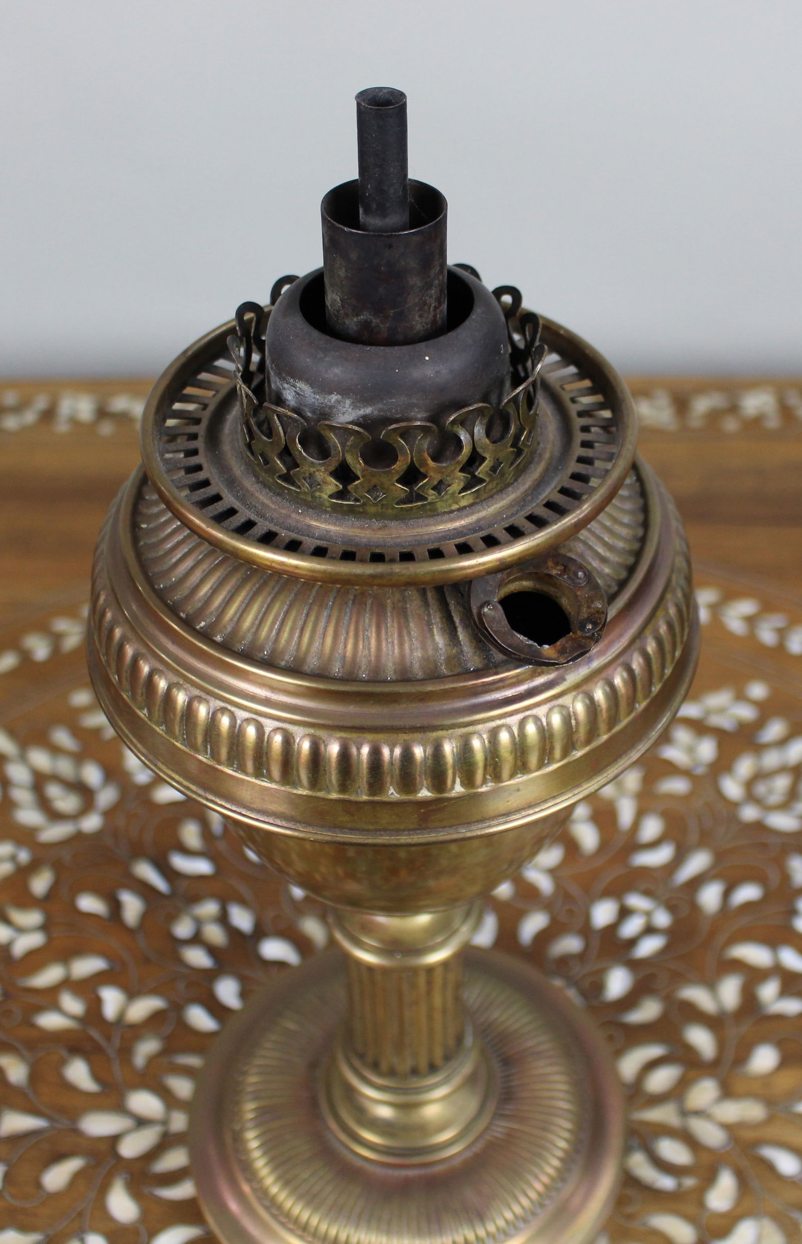 Antique English Brass Oil Lamp - 4