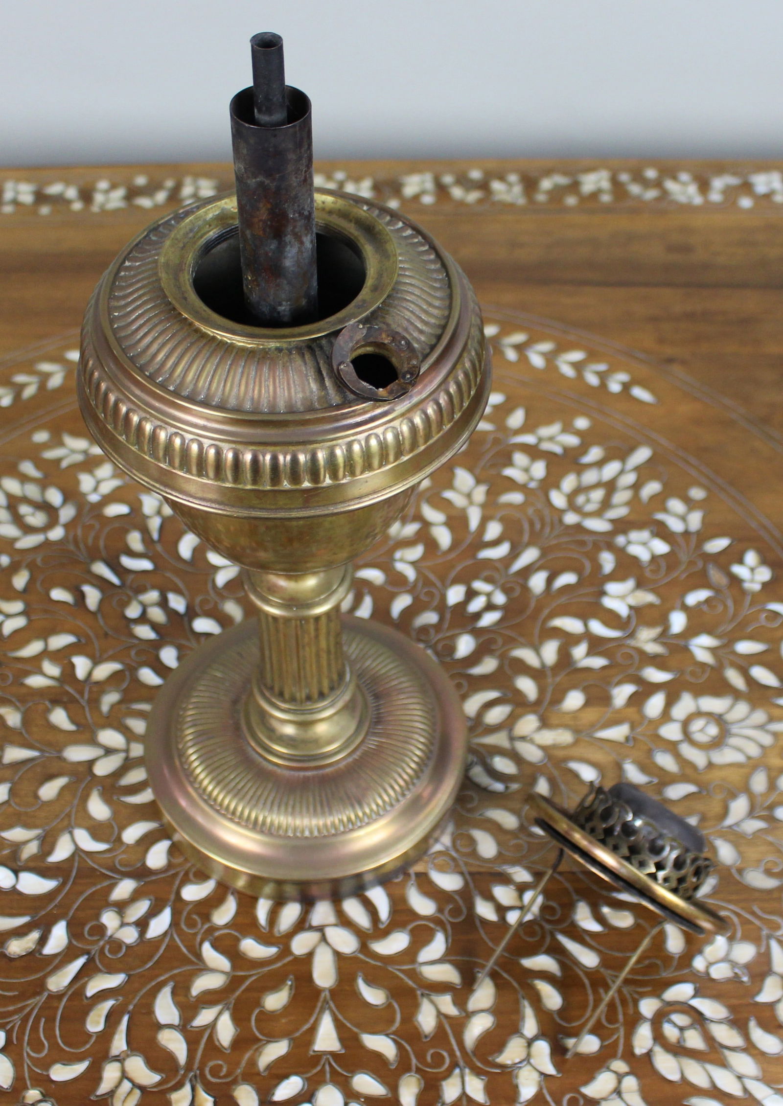 Antique English Brass Oil Lamp - 5