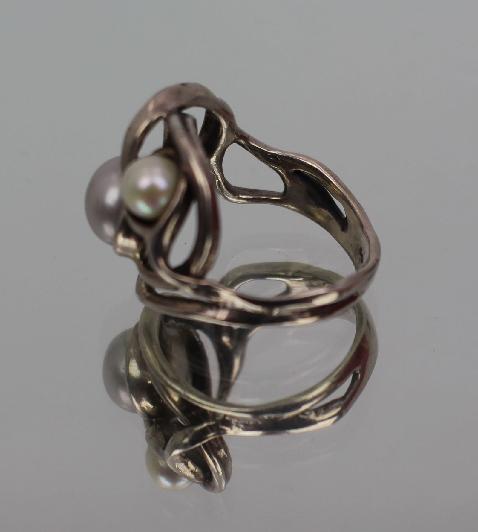 Vintage Silver Pearl Ring - 2