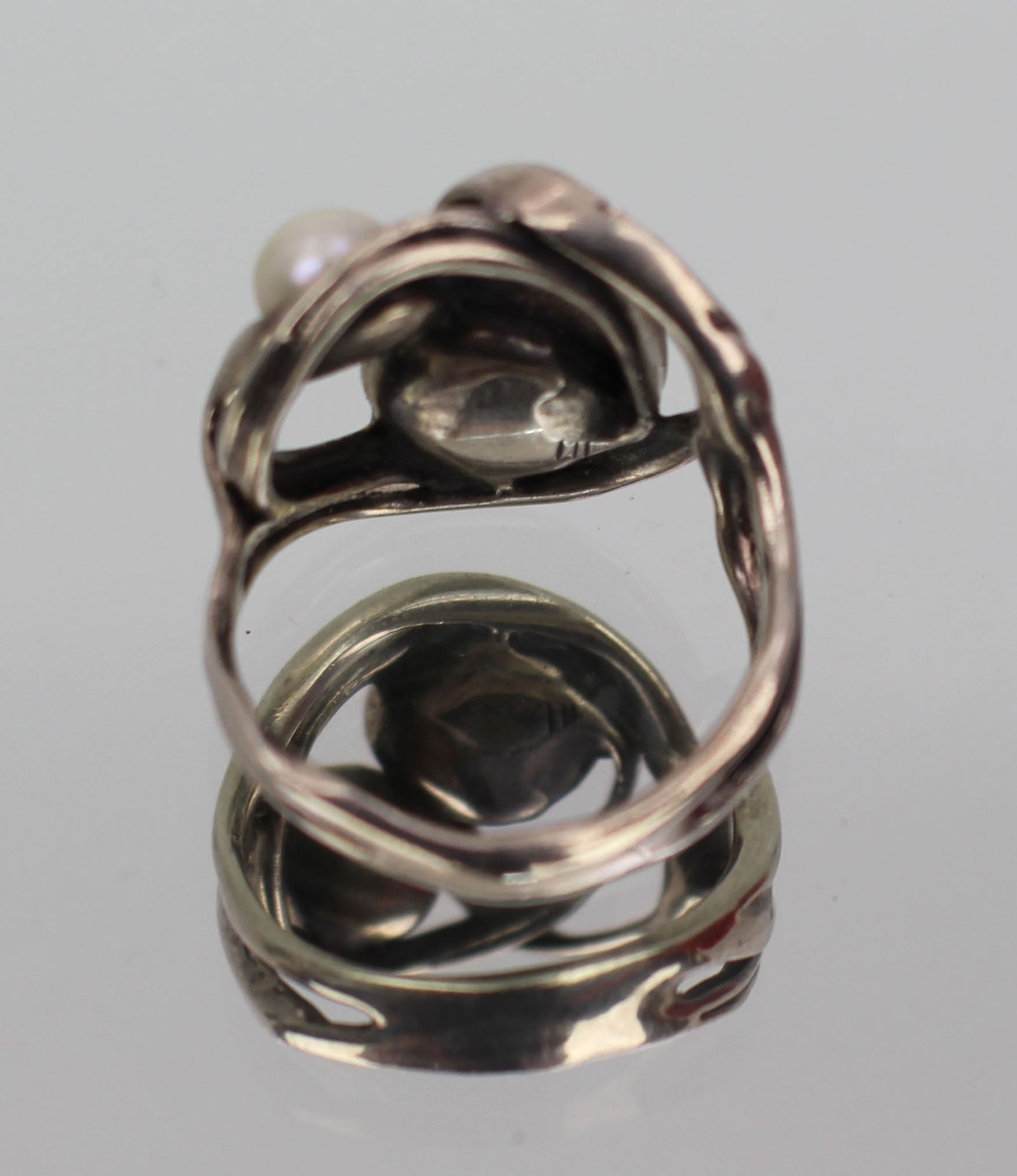 Vintage Silver Pearl Ring - 3