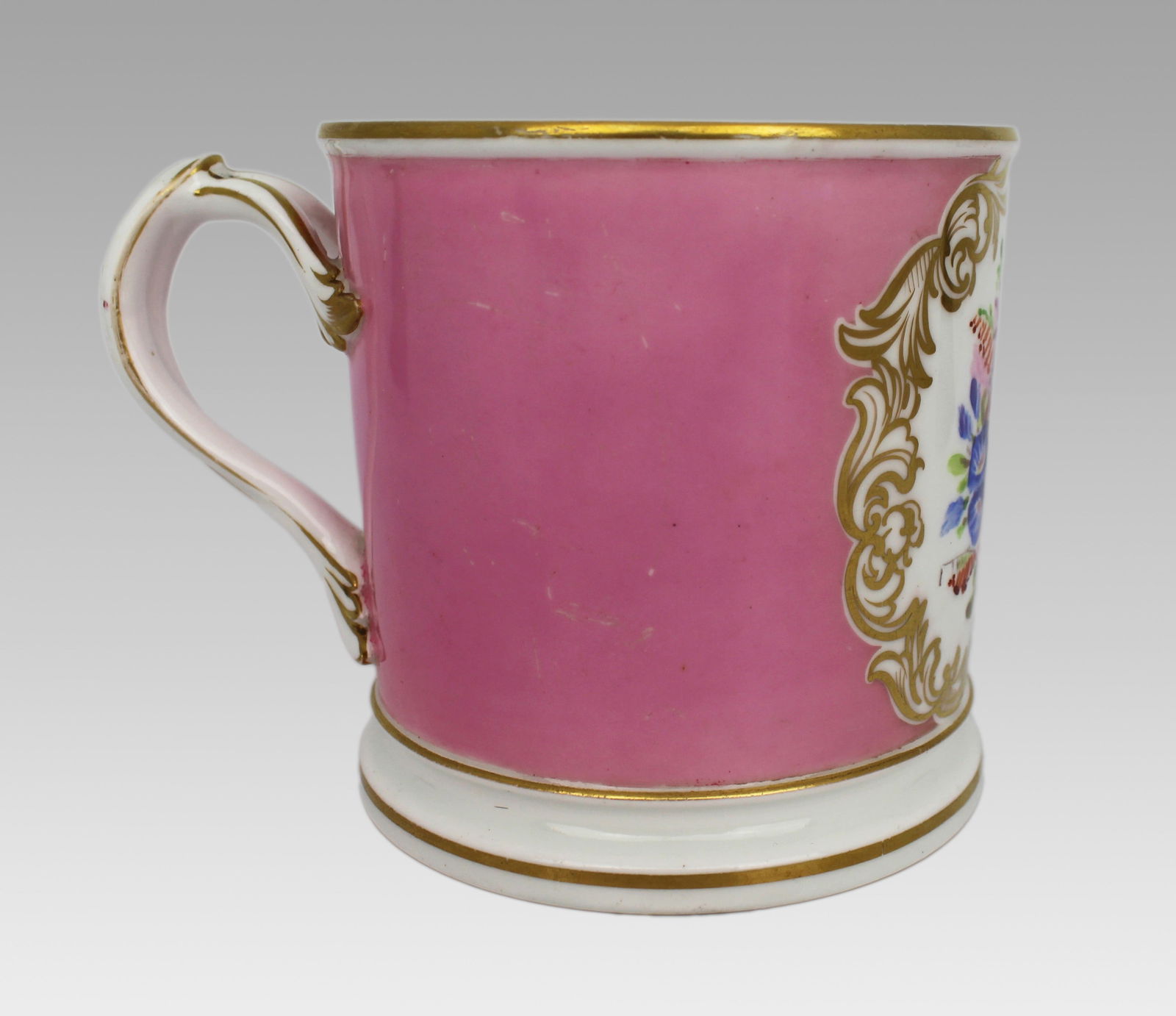 Mid-19th Century Grainger Worcester Porcelain Tankard – Rose Pompadour Ground - 8