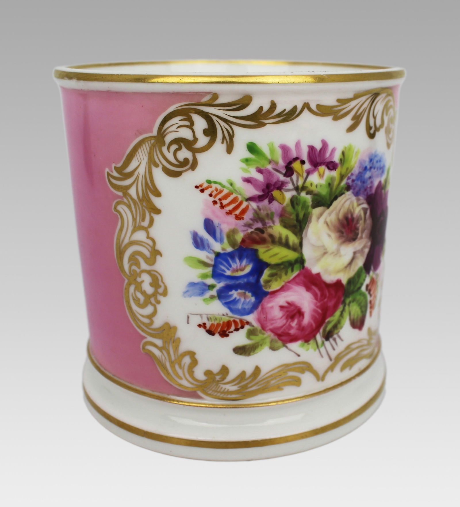 Mid-19th Century Grainger Worcester Porcelain Tankard – Rose Pompadour Ground - 9