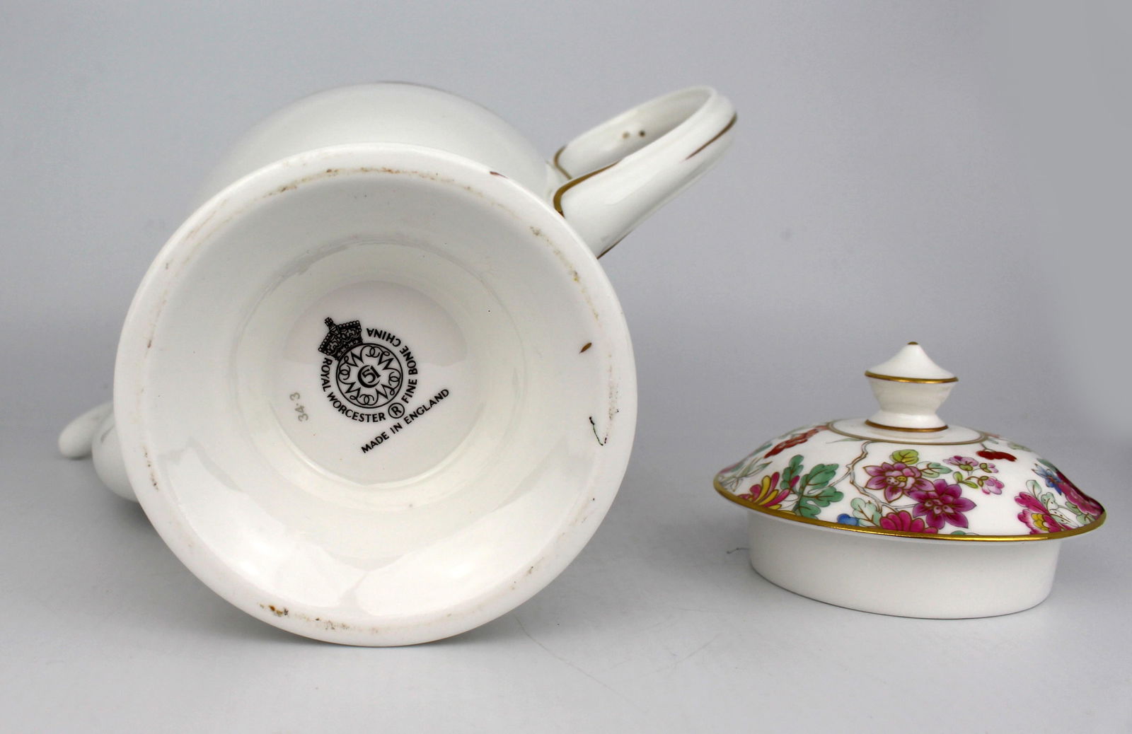 Royal Worcester Coffee Pot Chinese Garden Pattern - 5