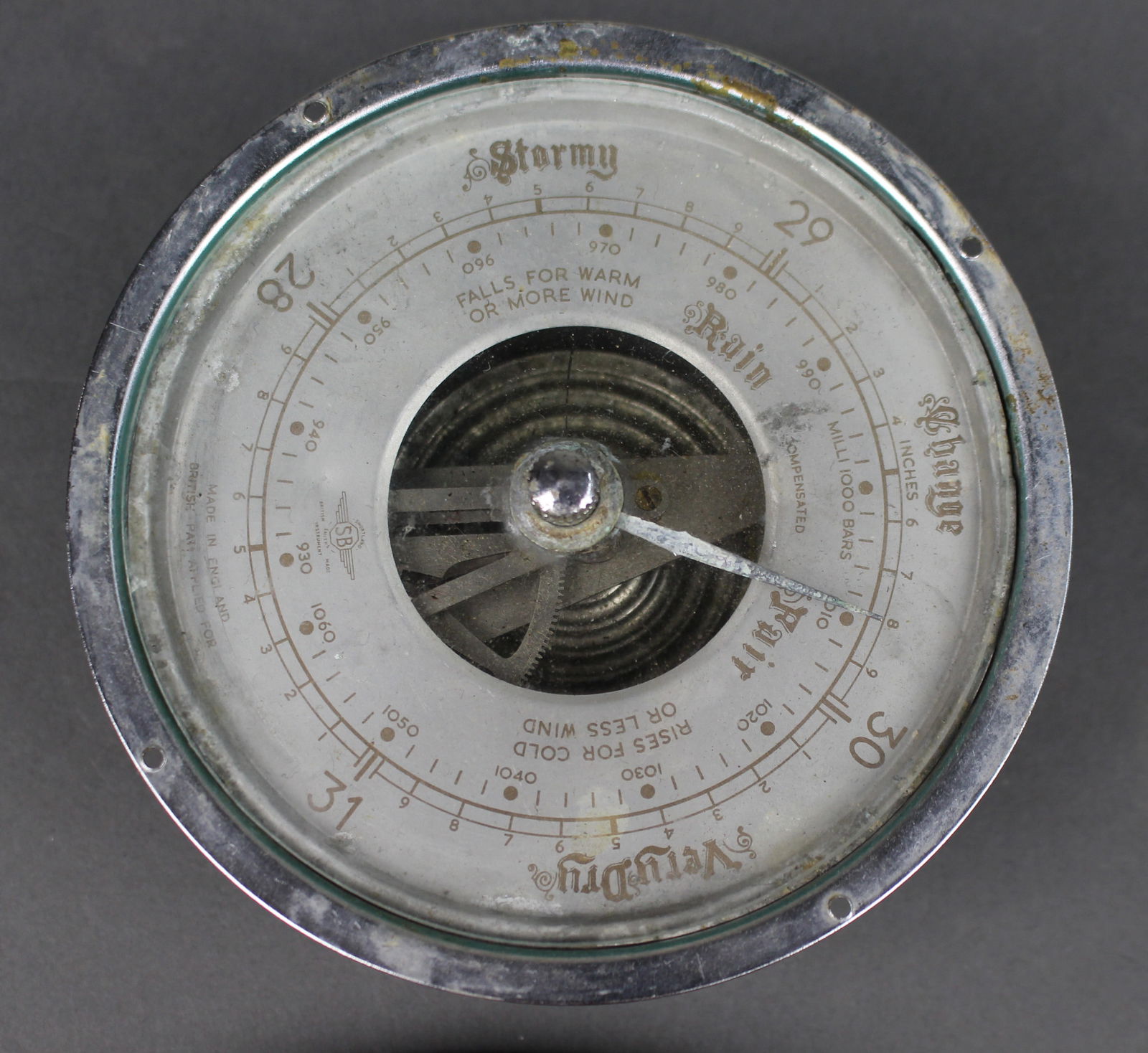 Vintage Aneroid Barometer with Marble Surround - 6