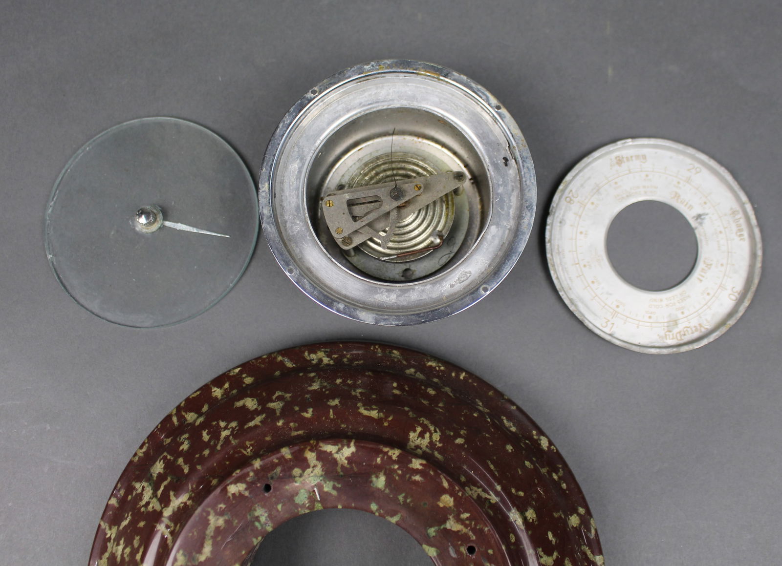 Vintage Aneroid Barometer with Marble Surround - 7