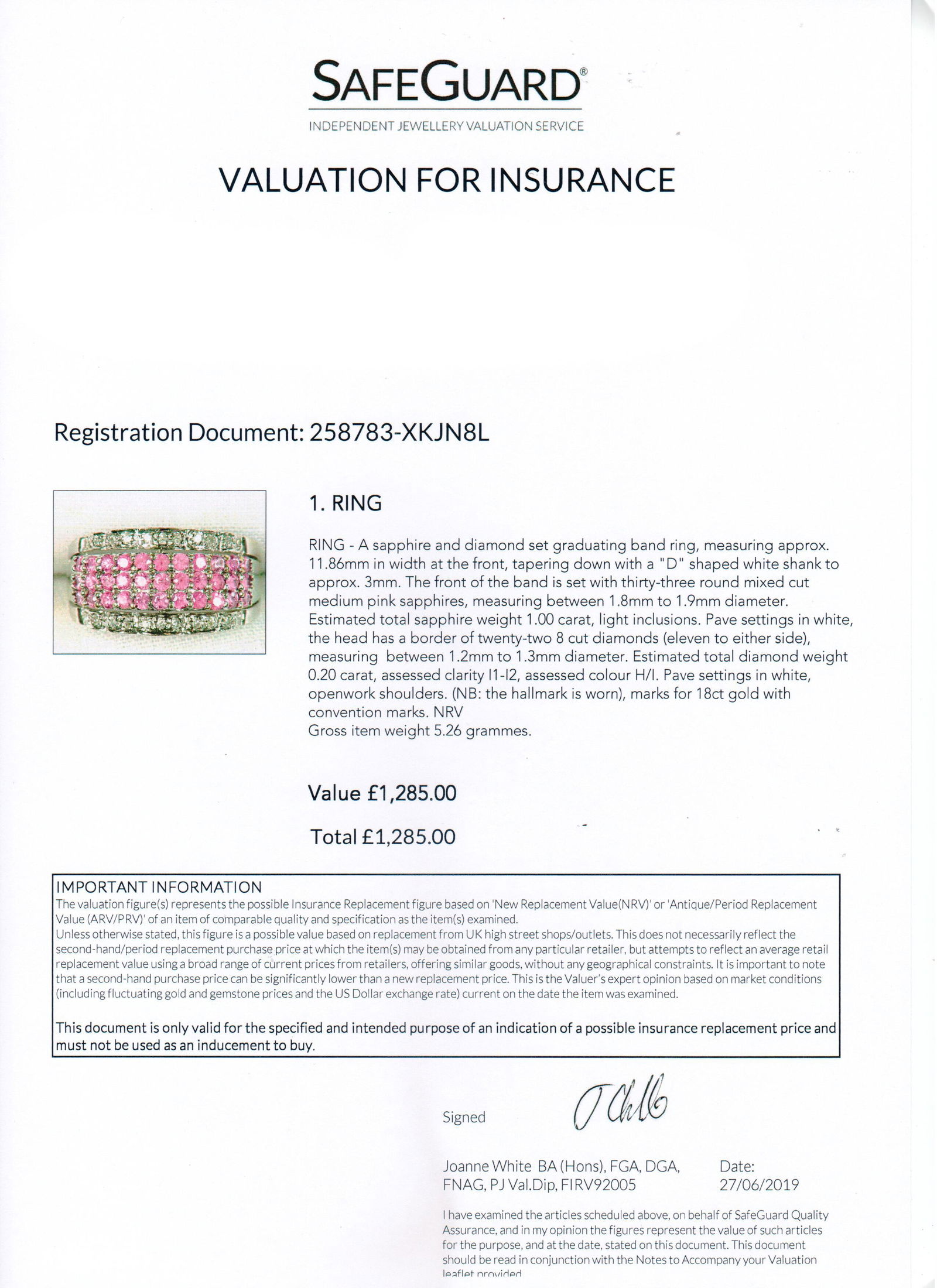 Pink Sapphire & Diamond 18ct White Gold Band Ring - 5