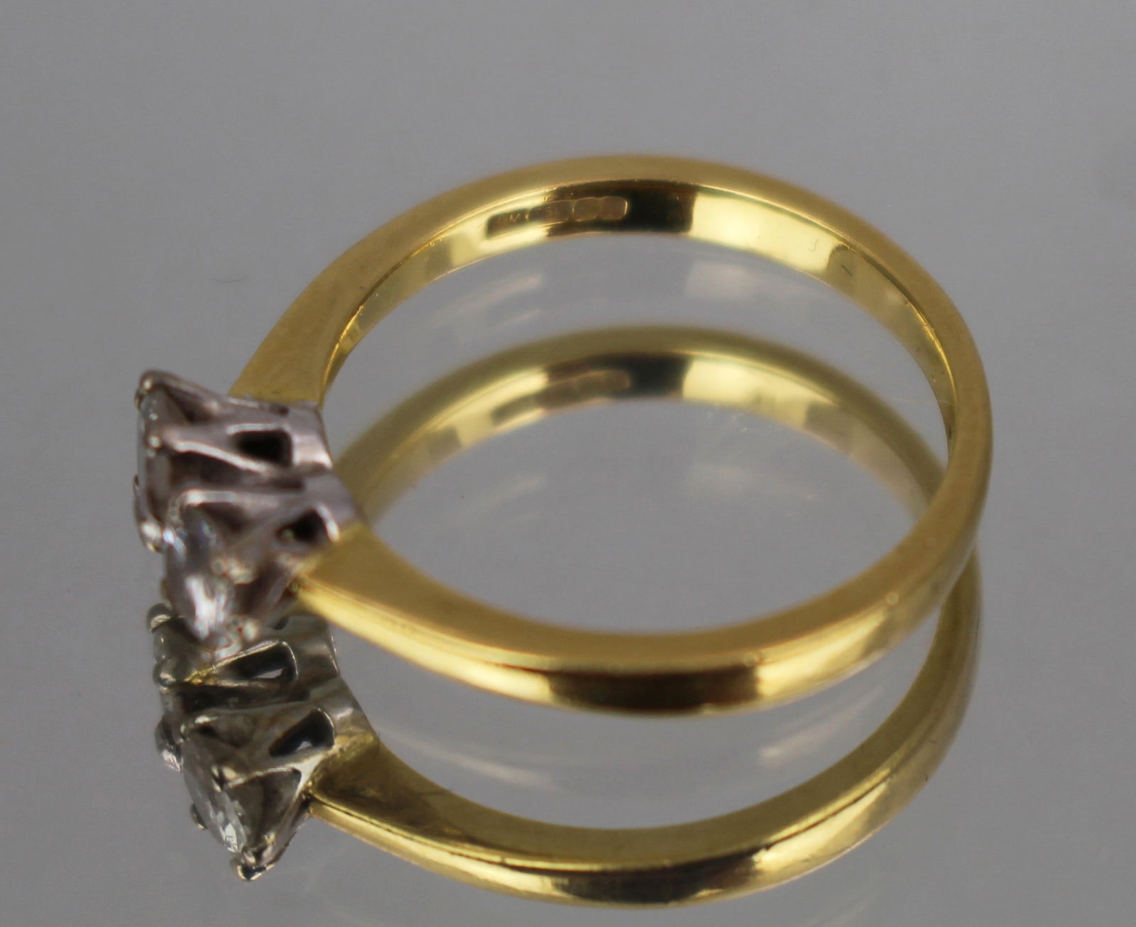 Vintage 18ct Gold Twin Diamond Ring - 3