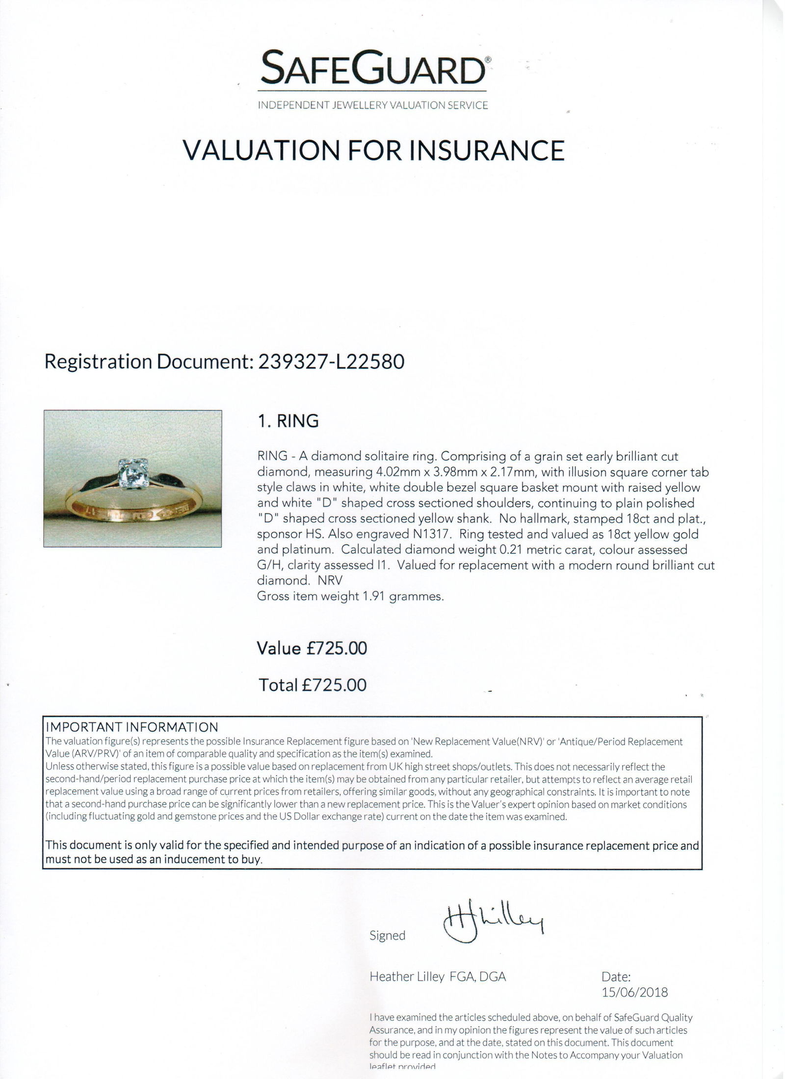 Diamond Solitaire Ring 0.21 Carat - 6