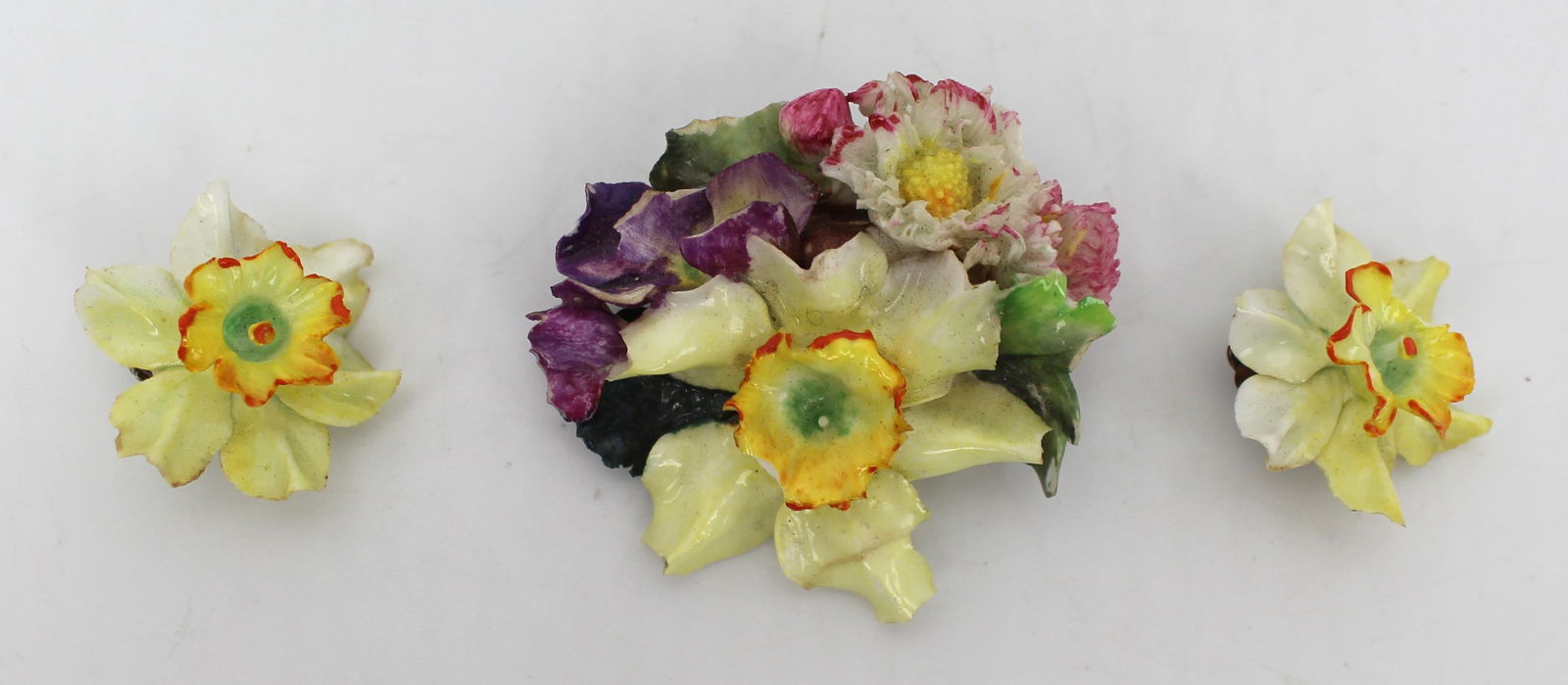 Vintage Royal Crown Derby Cased Floral Brooch & Earring Set - 2