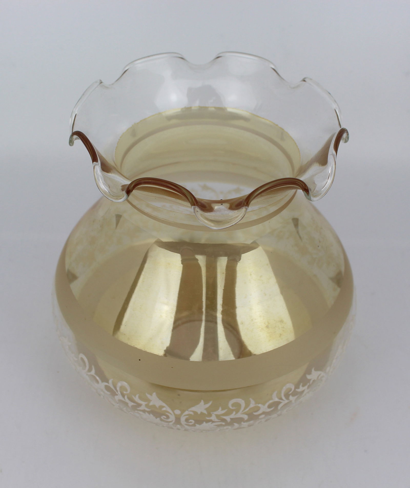 2 x Vintage Acid Etched Fancy Bell Form Glass Lampshades - 2