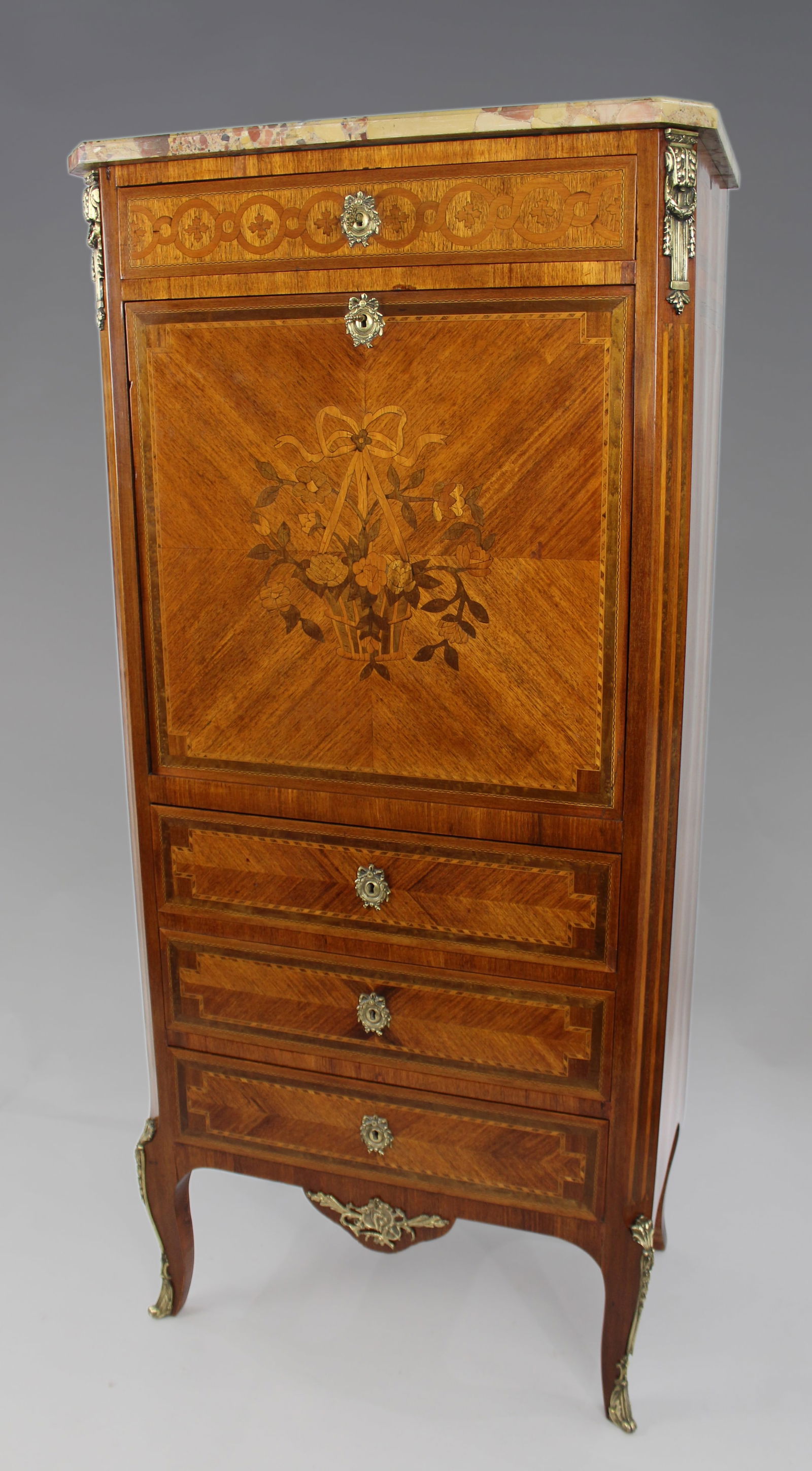 Fine Antique French Marquetry Escritoire c.1880 - 3