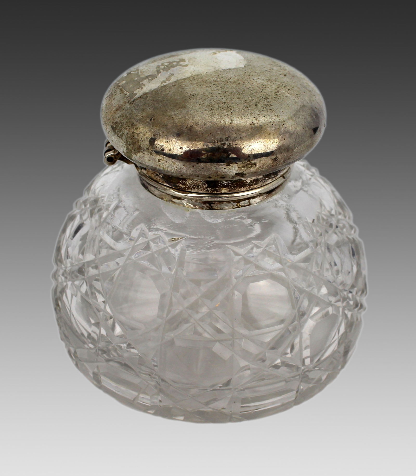 Vintage Silver Plated Crystal Inkwell - 2