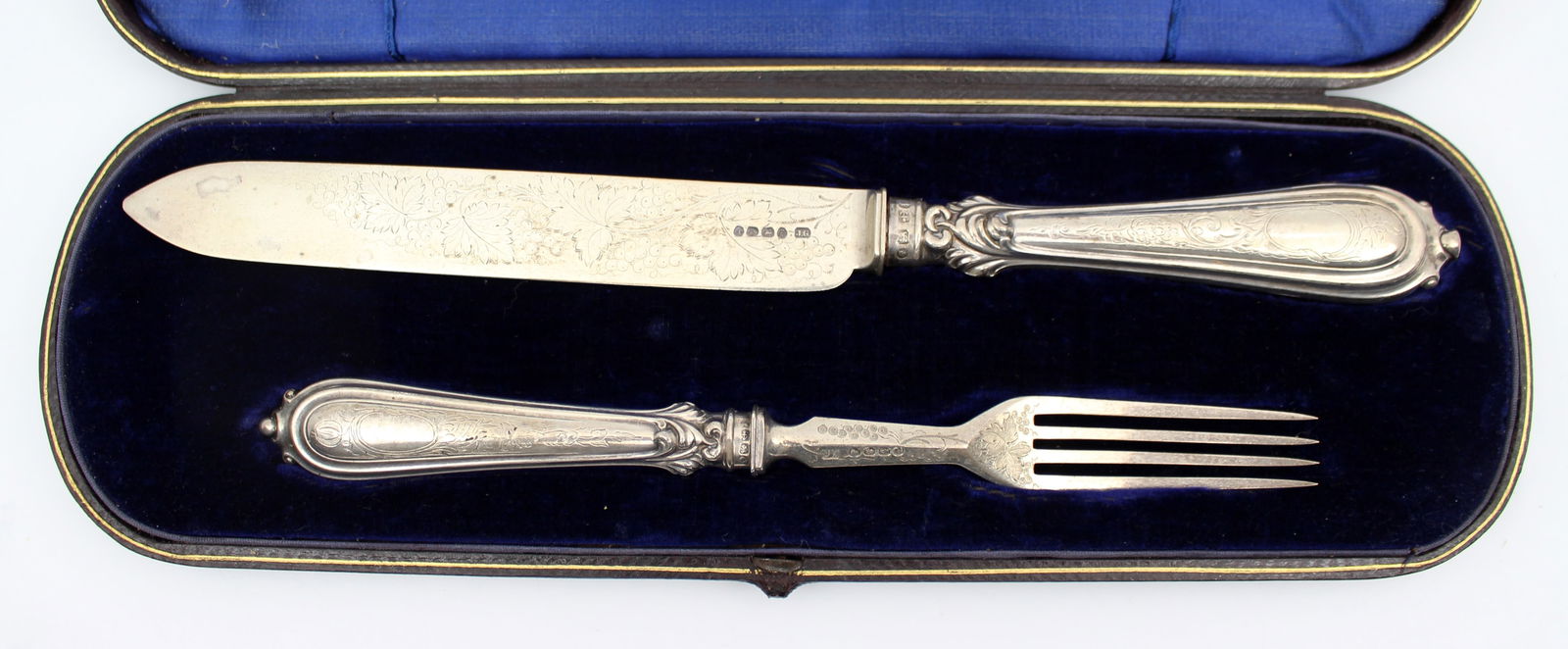 Victorian Silver Fish Knife and Fork Set, Joseph Gloster, Birmingham - 2