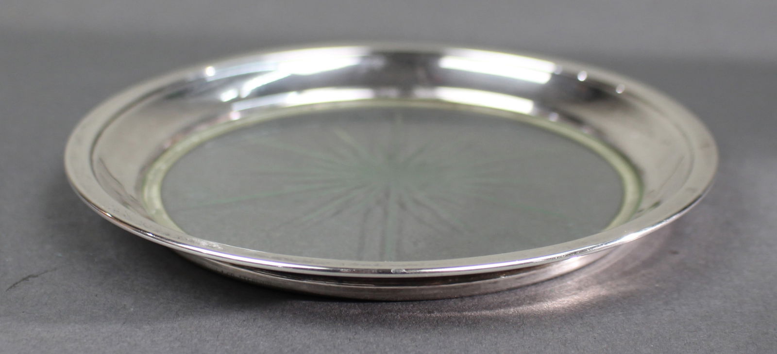 Vintage Silver Plated Etched Crystal Wine Coaster - 3