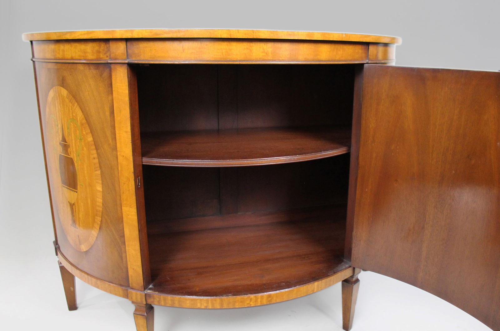 Elegant Neoclassical Style Inlaid Demilune Cabinet, Late 20th Century - 13