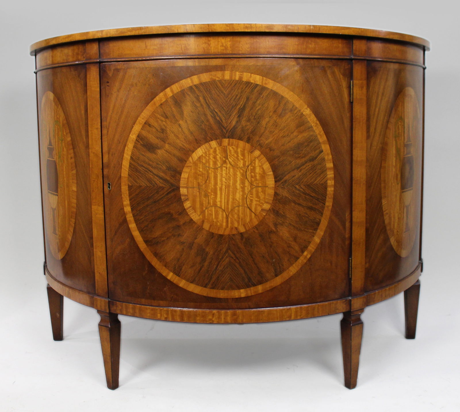 Elegant Neoclassical Style Inlaid Demilune Cabinet, Late 20th Century (1 of 16)