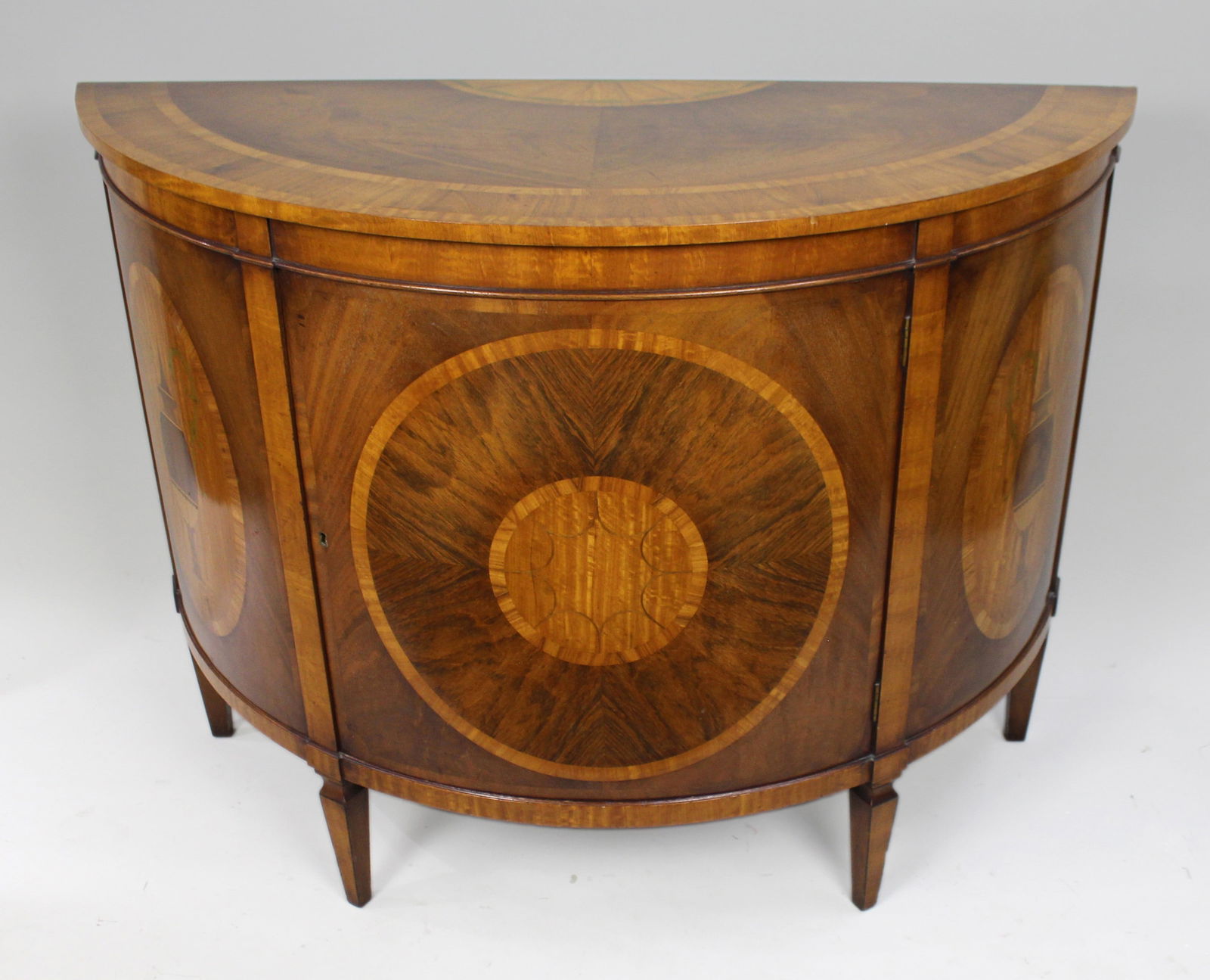 Elegant Neoclassical Style Inlaid Demilune Cabinet, Late 20th Century - 2