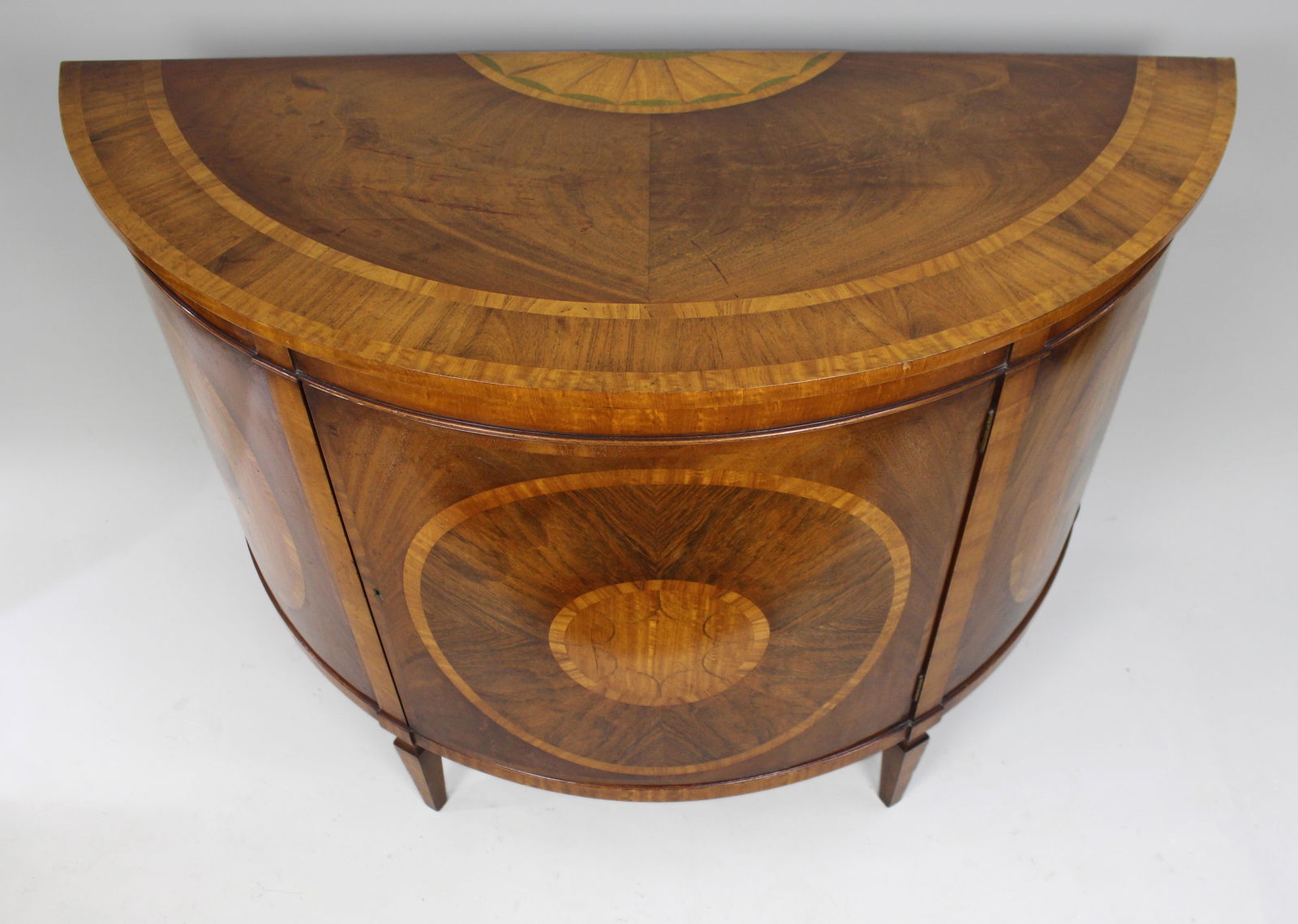 Elegant Neoclassical Style Inlaid Demilune Cabinet, Late 20th Century - 6