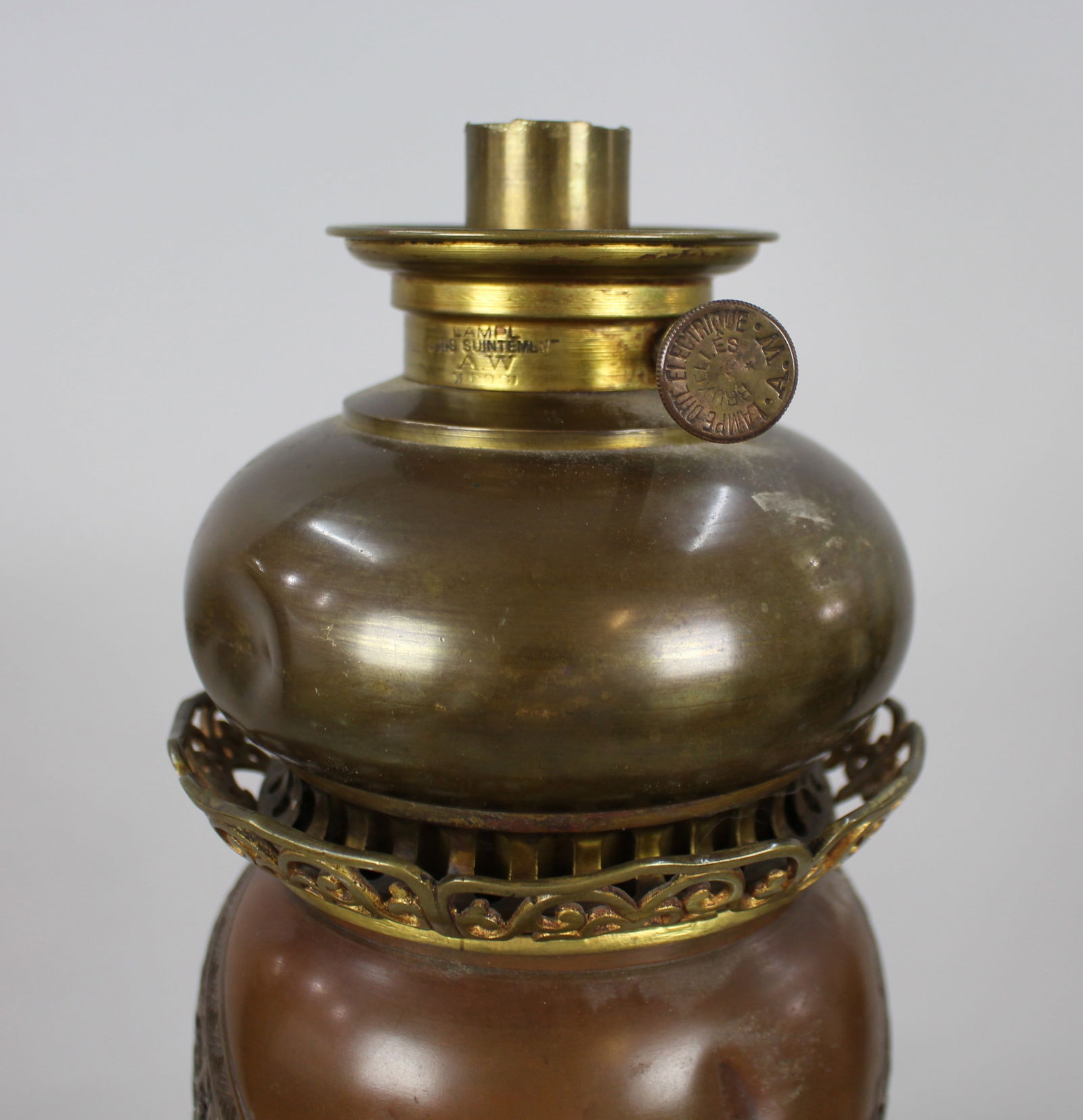Meiji Period Japanese Bronze Oil Lamp c.1900 - 11